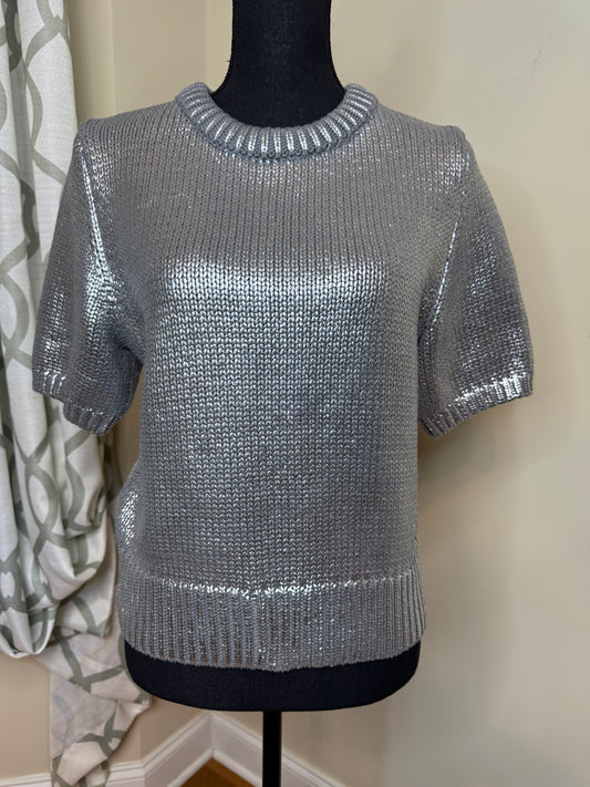 Future Collective Metallic Silver Crewneck Sweater