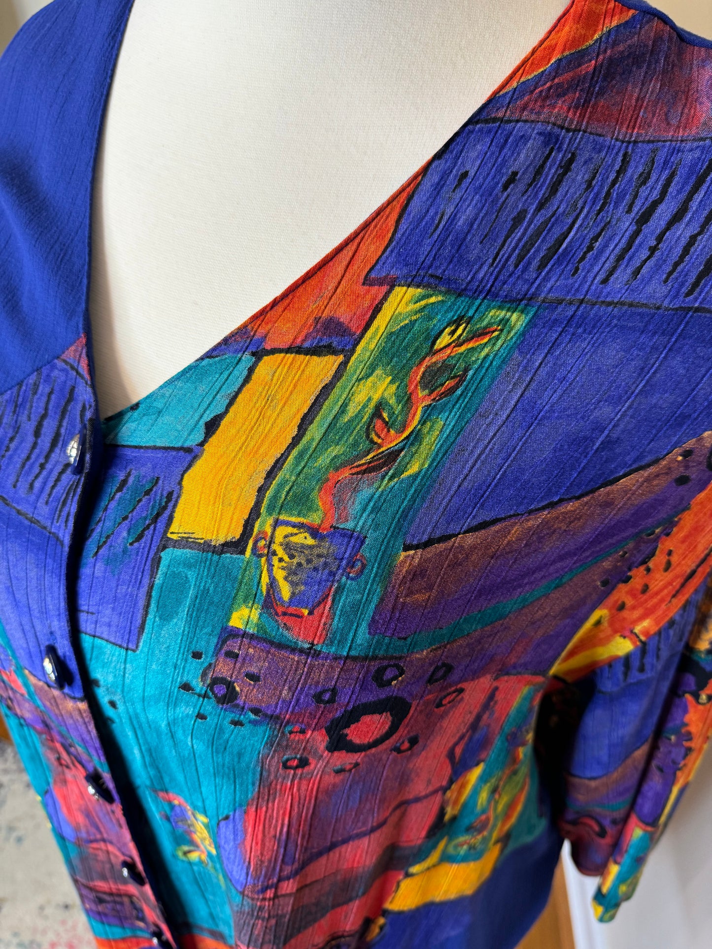 Vtg Abstract Print Plus Size Shirt