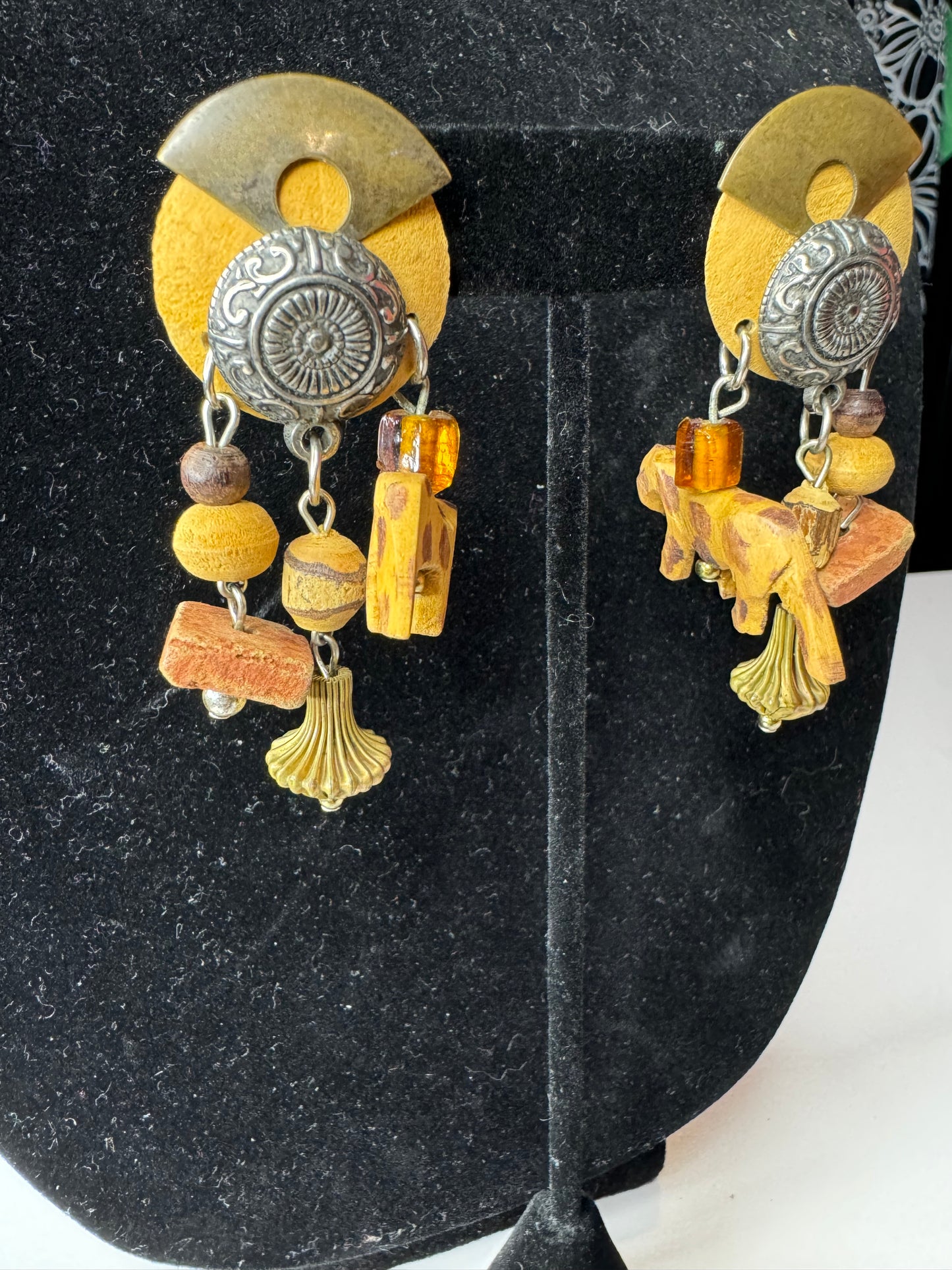 Vtg Boho Safari Earrings