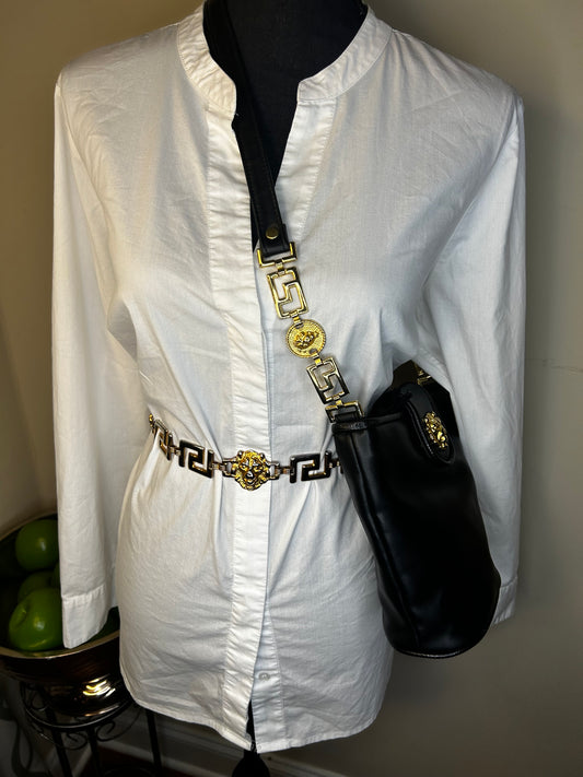 Vintage Lion Head Belt with Matching Lion Head Handbag