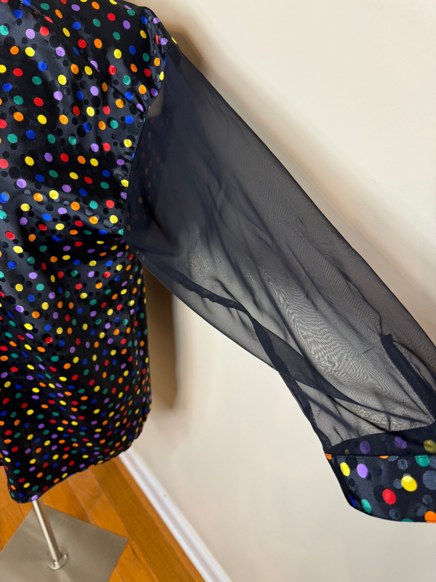 C.M. Shapes Plus Size Polka Dot Sheer Sleeved Shirt