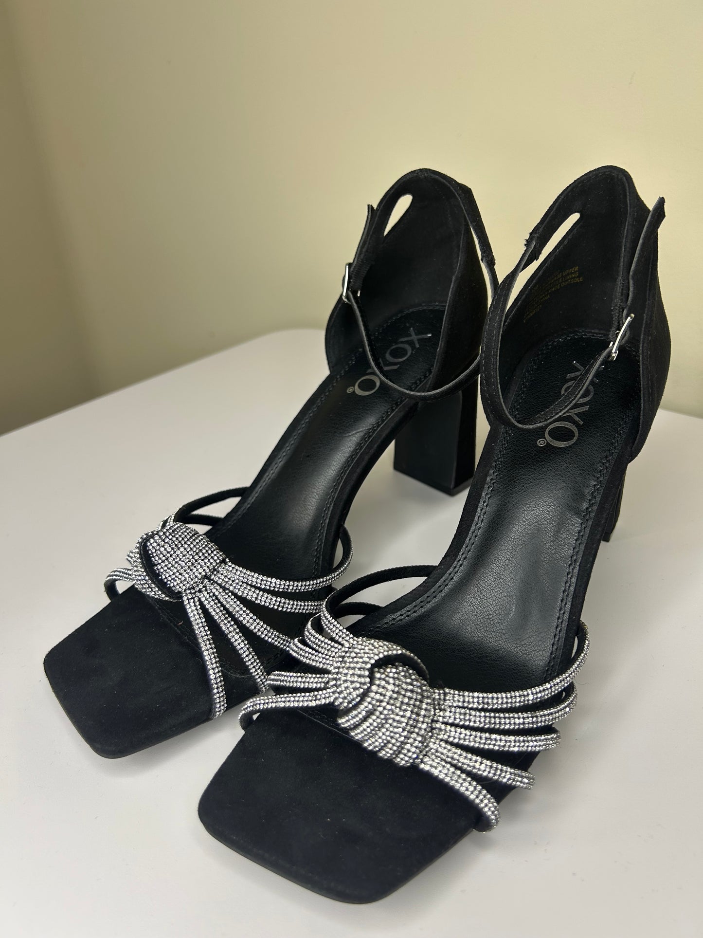 XOXO Suede and Sequin Adorned Heels
