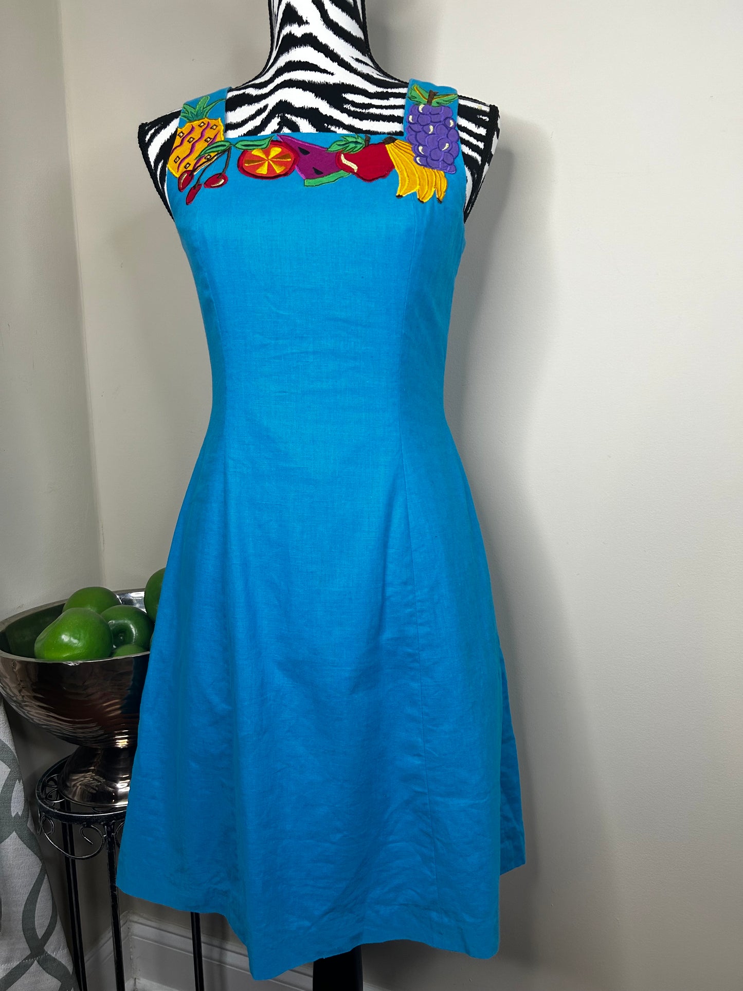 Deborah Laws 90s Fruit Embroidered Dress