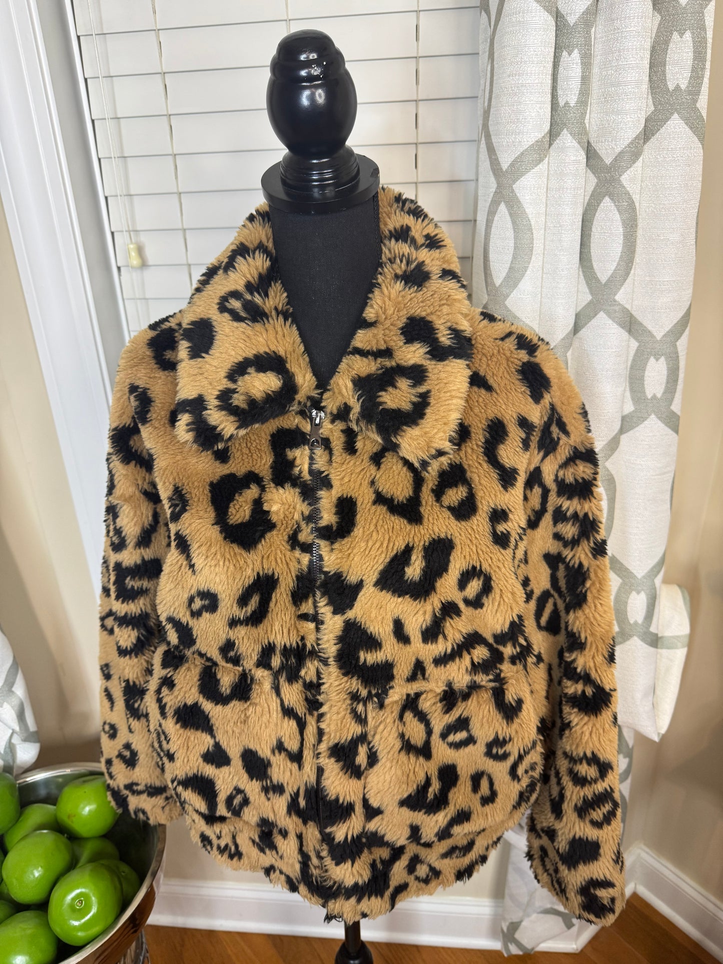 Bagatelle NYC Animal Print Faux Fur Bomber Jacket