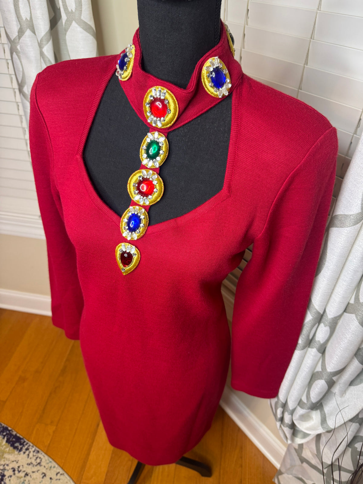 Vtg Outlander Embroidered and Bejeweled Dress