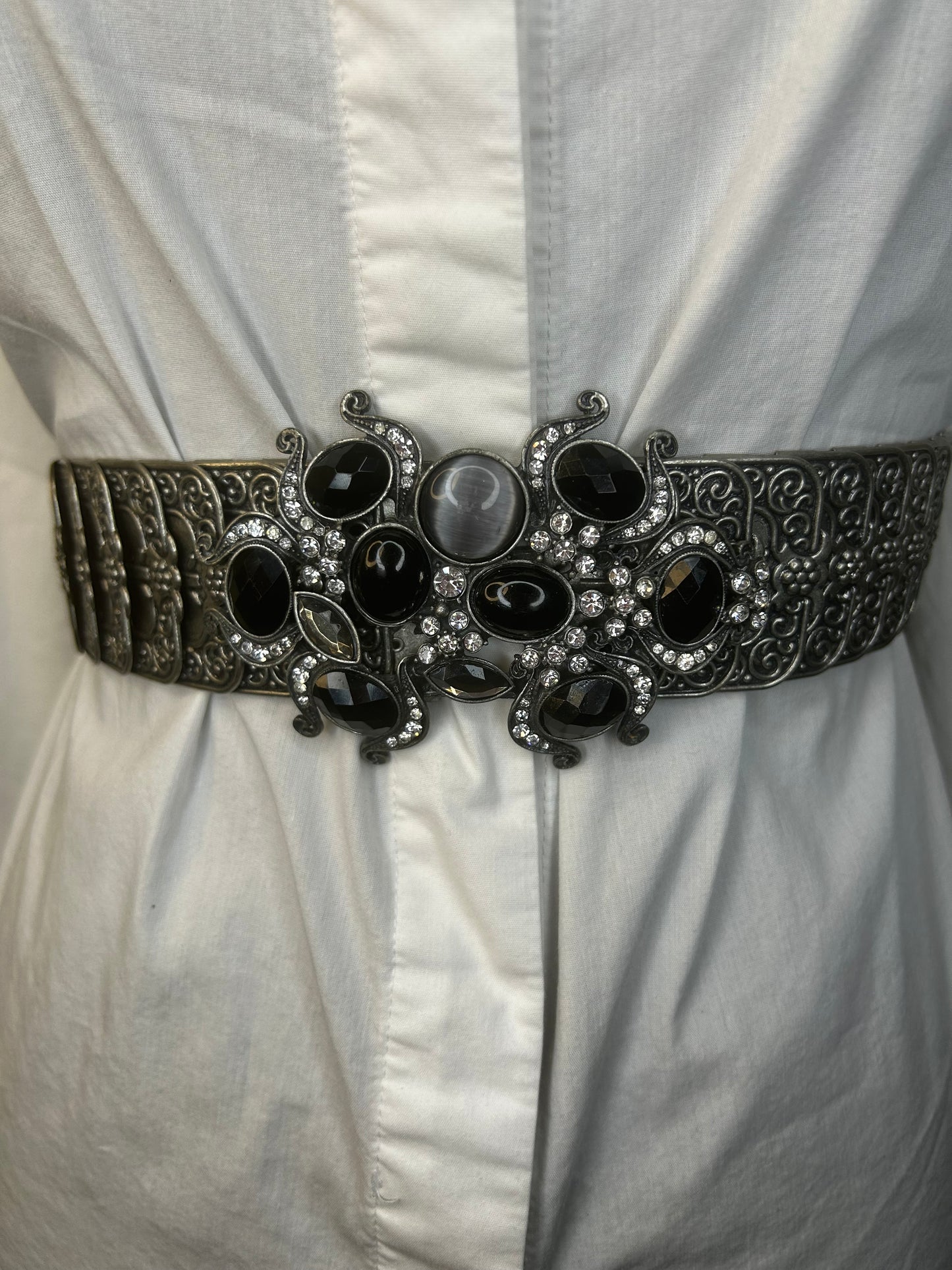Vintage Scale Belt with Rhinestone Buckle