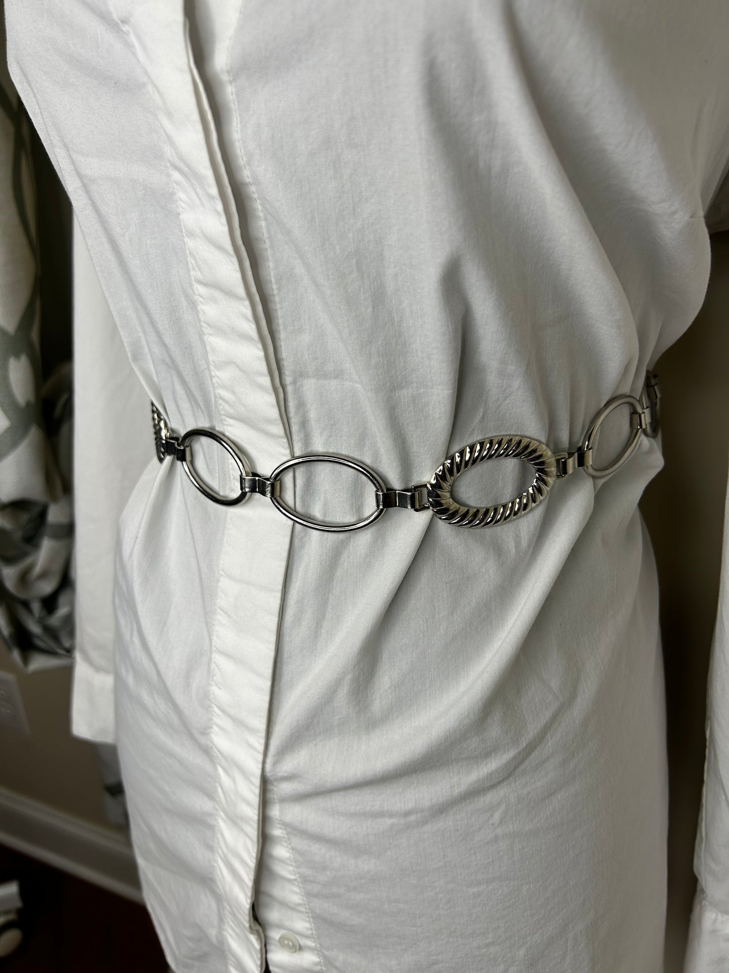 Silver Textured Chain Belt
