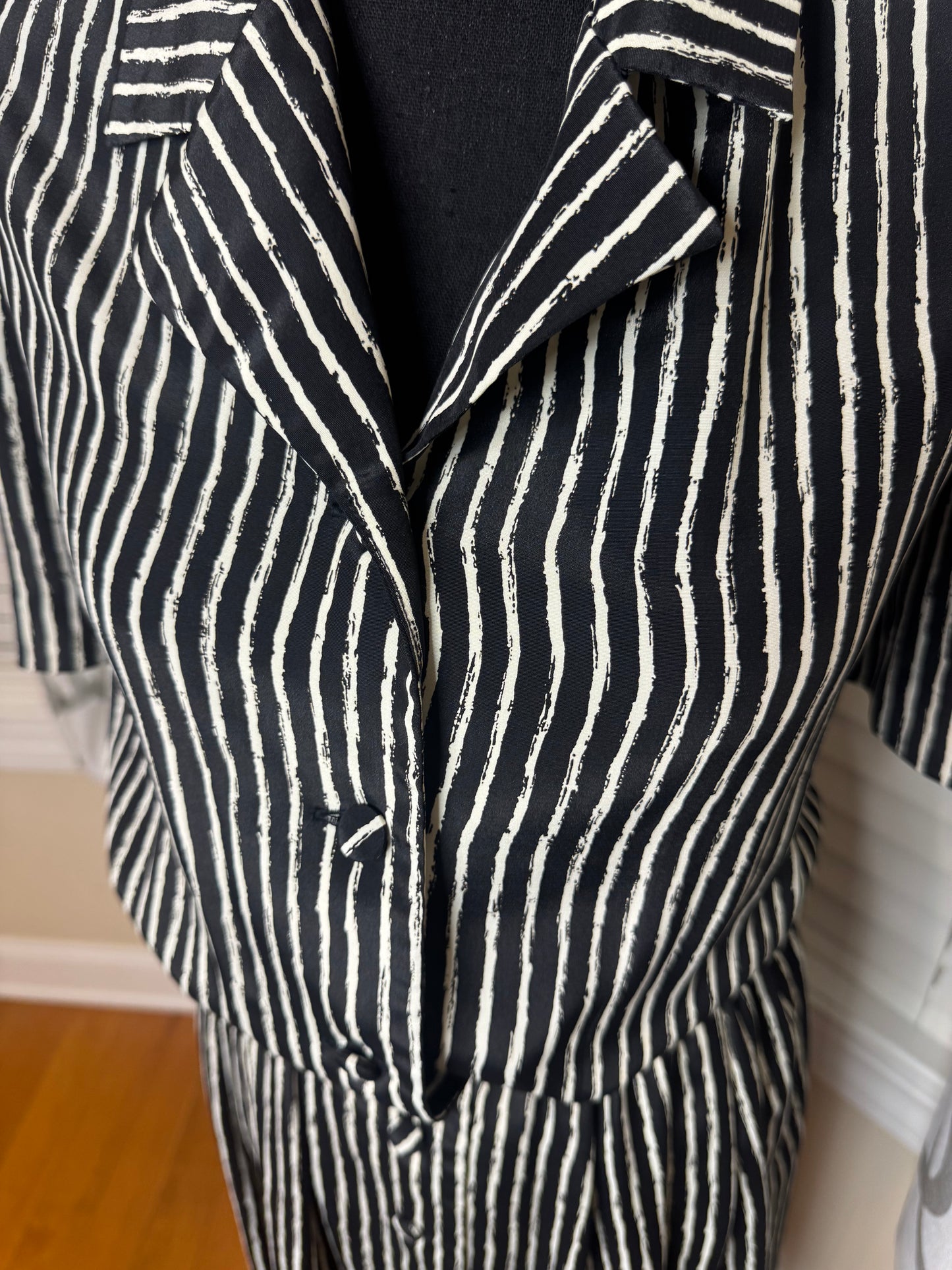 Leslie Fay Black and White Striped Vintage Dress