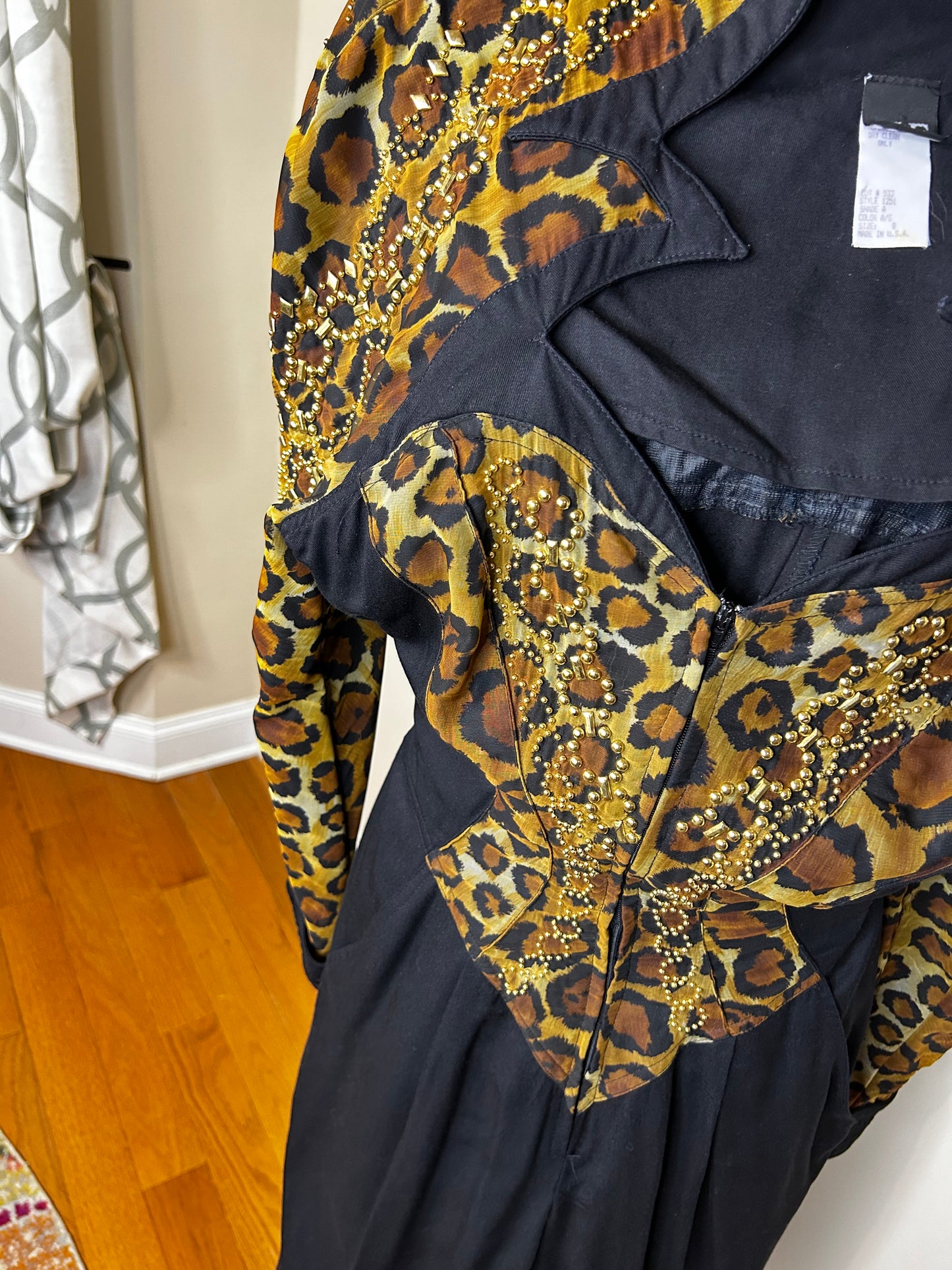 IIF Vintage Leopard Print and Gold Studded Romper