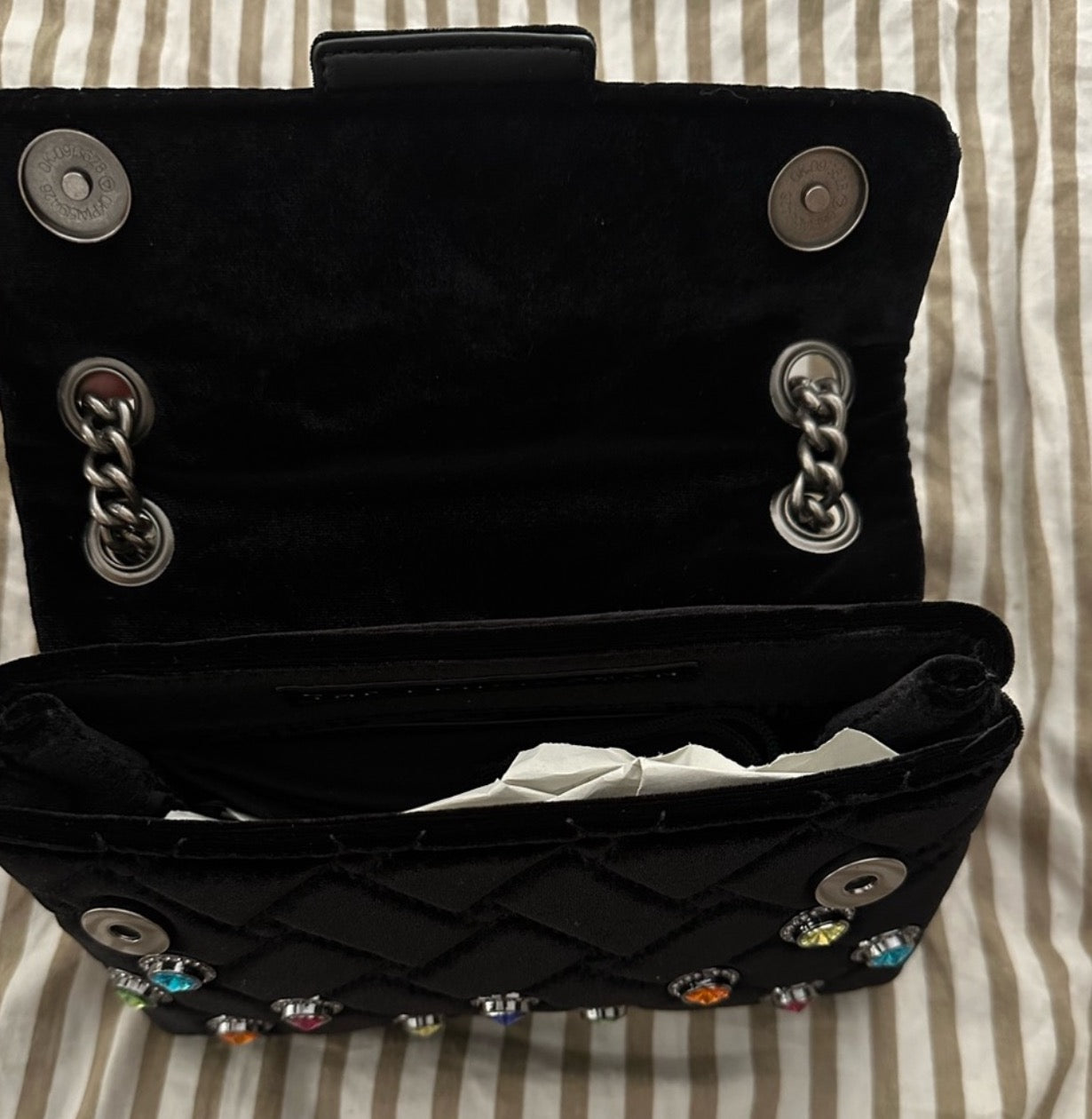 Kurt Geiger Mini Kensington Velvet Colorful Bejeweled Crossbody/Shoulder Bag