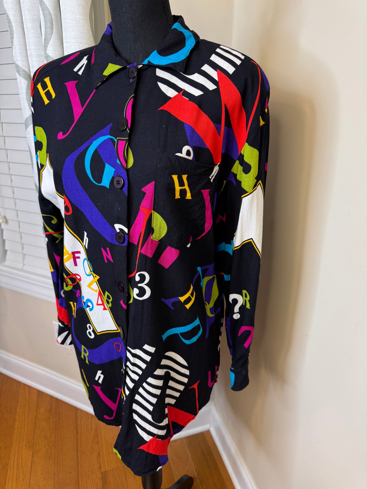 Vtg 80s Alphabet/Number Shirt