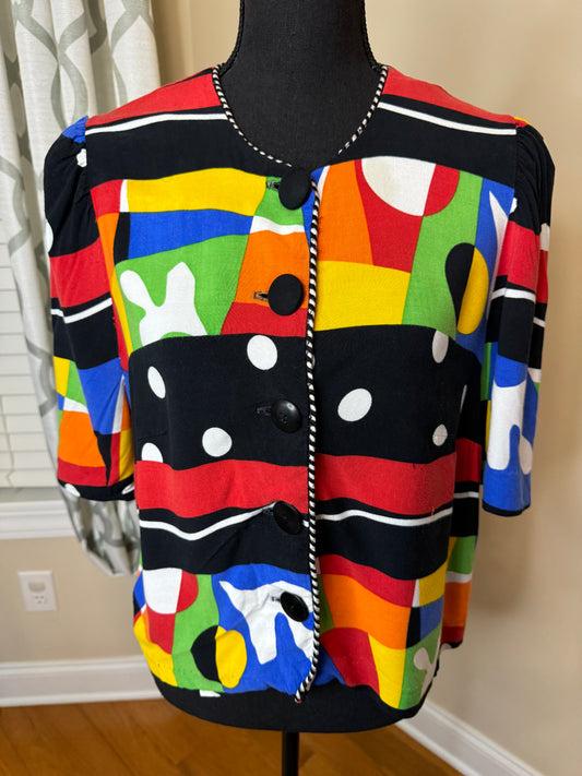 Vintage Multi Print Cropped Blazer