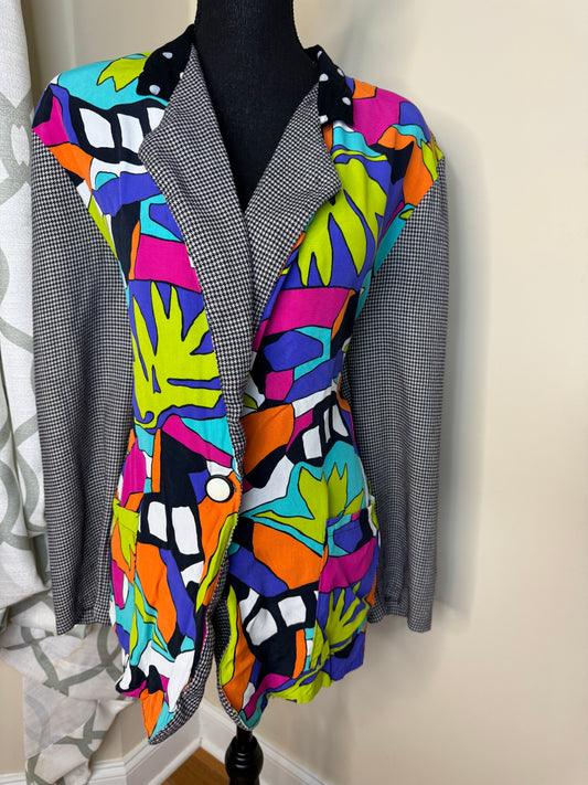 Vintage Autograph American Clothing Multicolor Hounds Tooth Blazer
