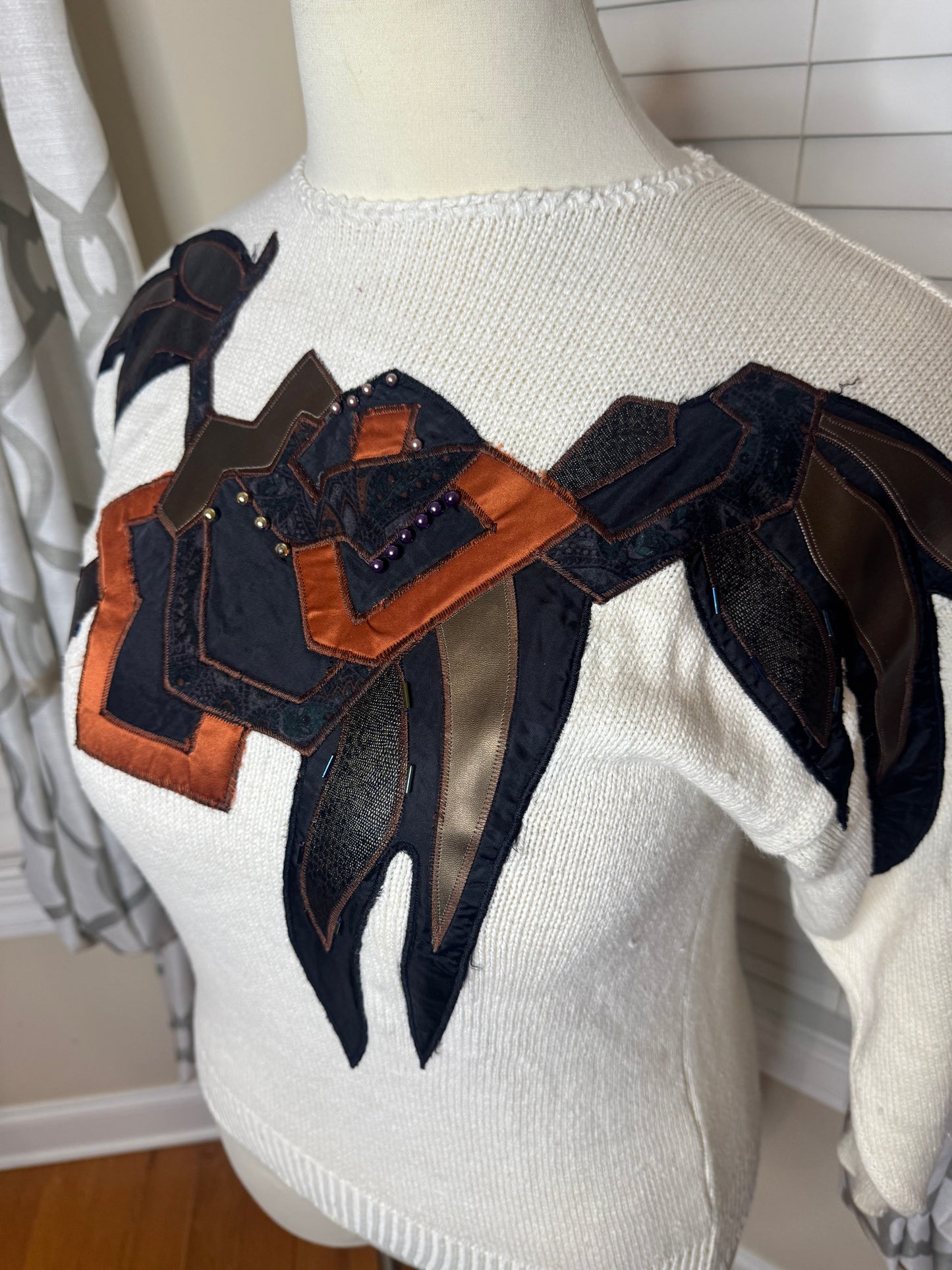 Hanna Lee Embroidered and Beaded Sweater