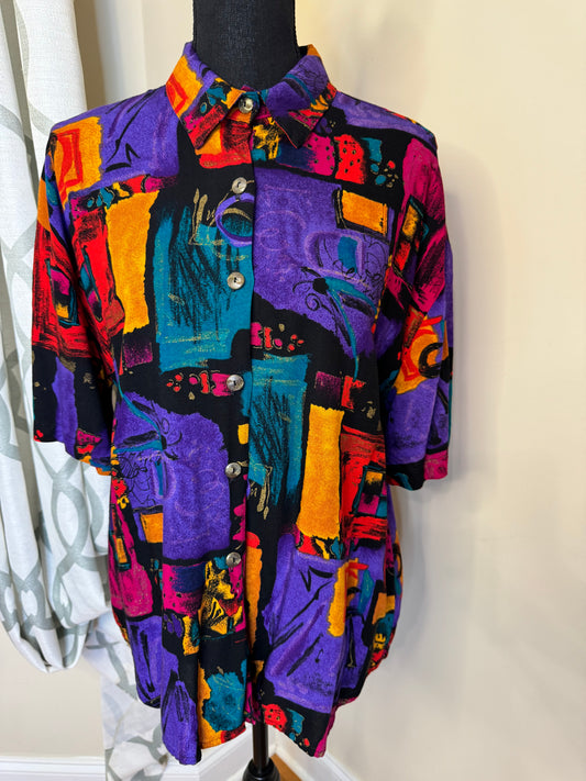 Caliche Vtg Abstract Print Shirt