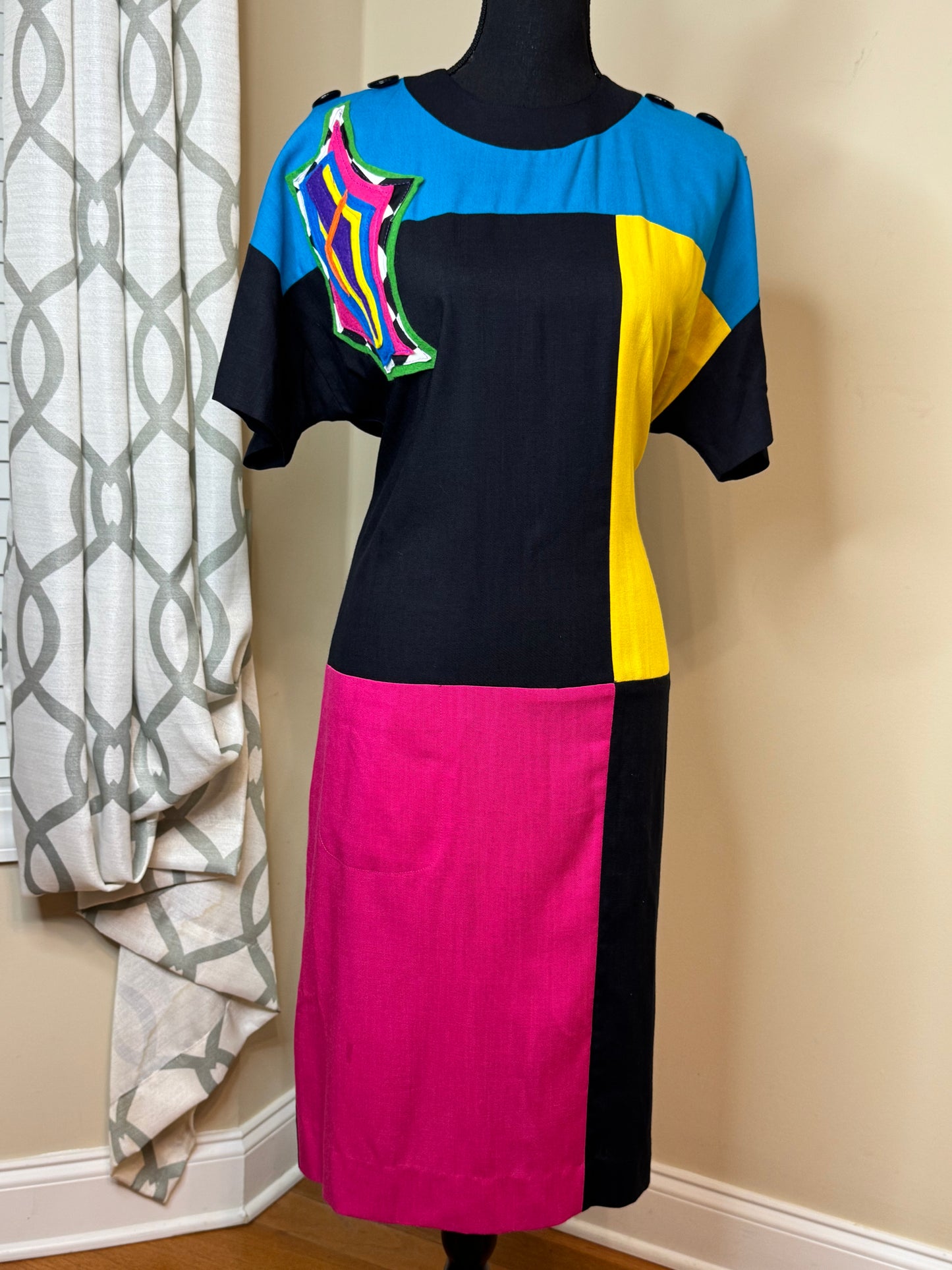 Vintage Leslie Fay Colorblock Dress