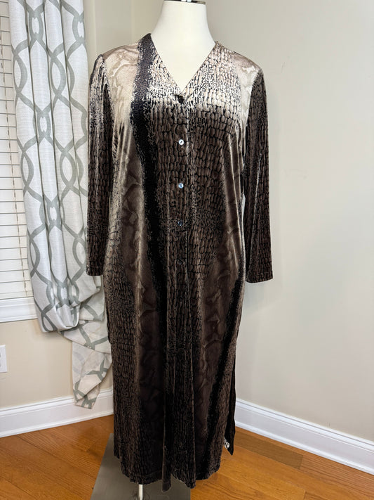 Vintage Ronni Nicole II by Ouida Metallic Animal Print Velvet Duster