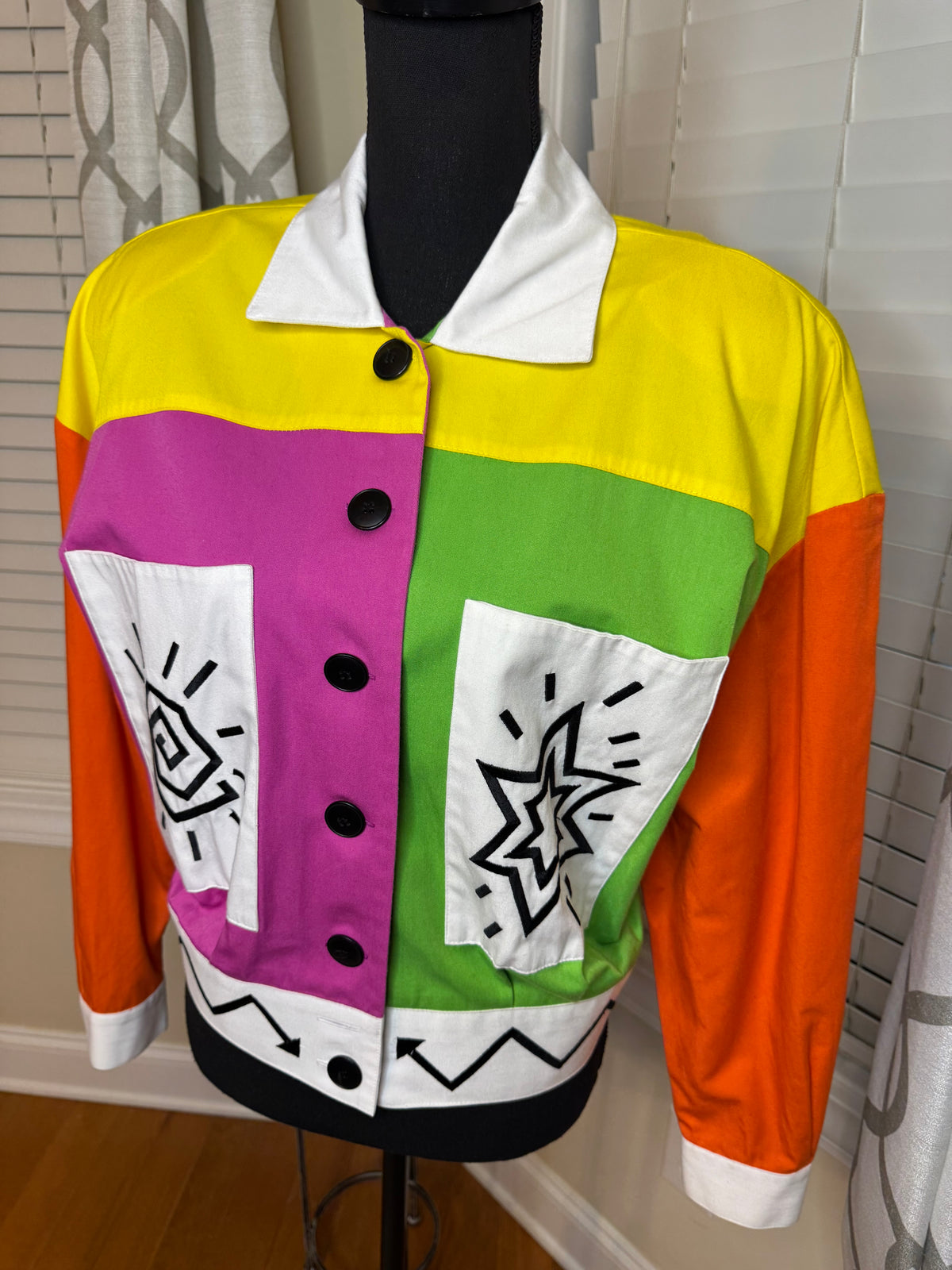 Vtg Sunny Sport Colorblock Embroidered Bomber