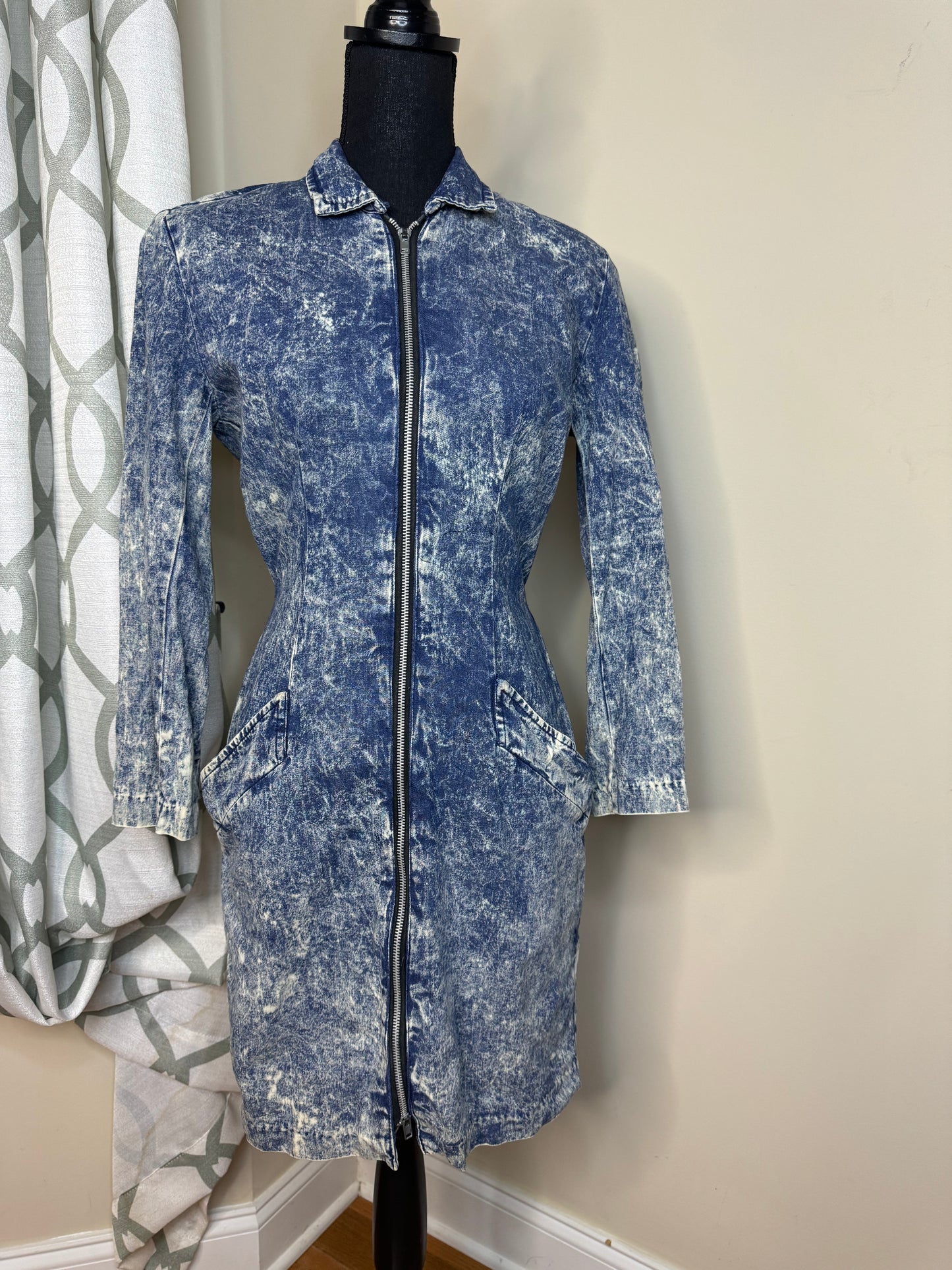 PG Collections Vintage 80s Acid Wash Denim Dress