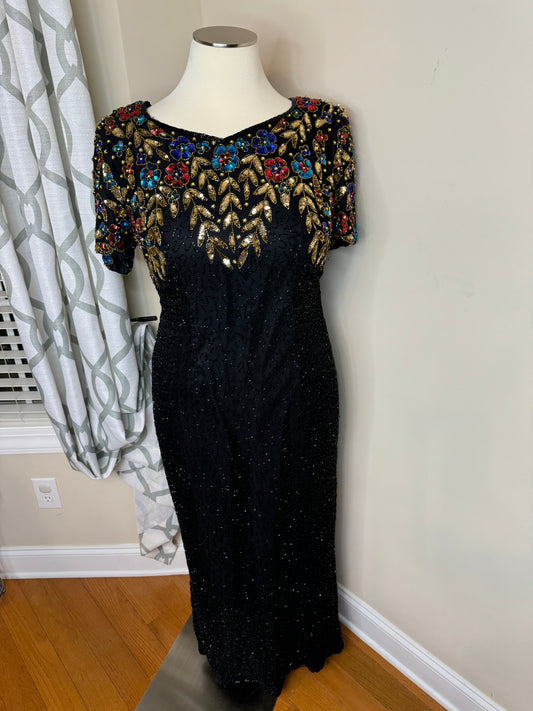 Patra Vintage Sequin Formal Dress Maxi Length