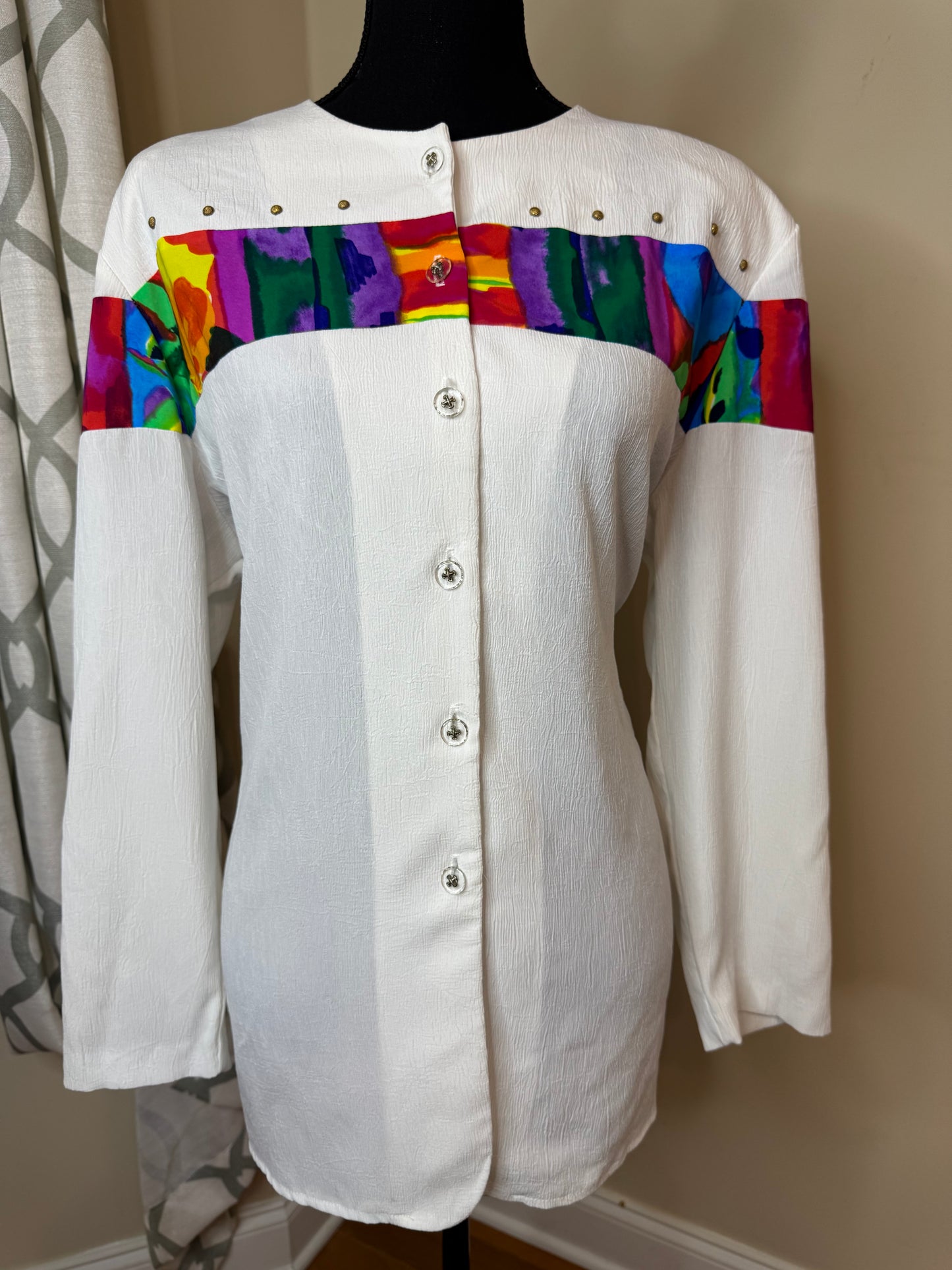 Vintage Jordana Abstract Trimmed Shirt