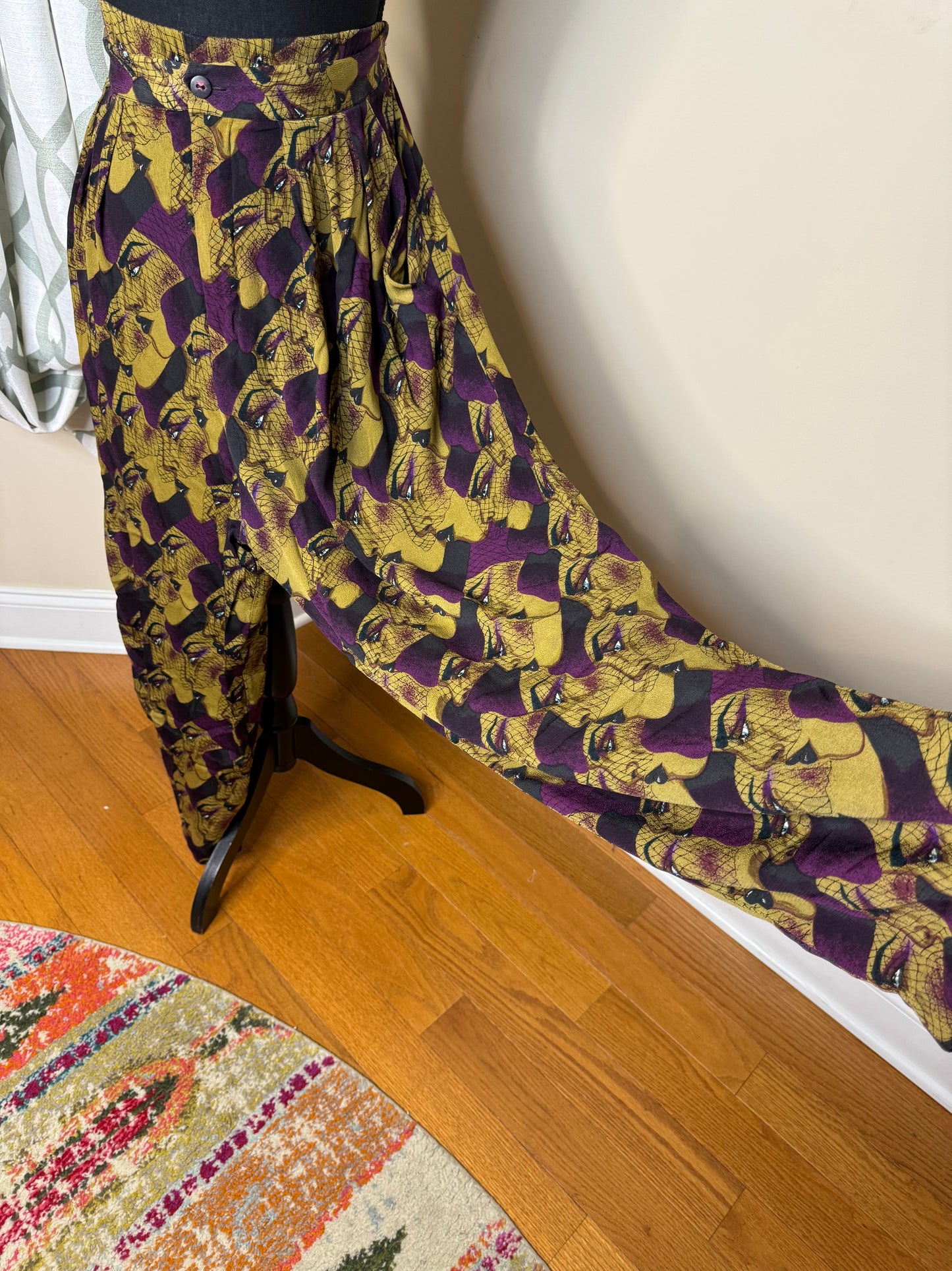 Anne Pinkerton 1980s Women's Face Print Pants