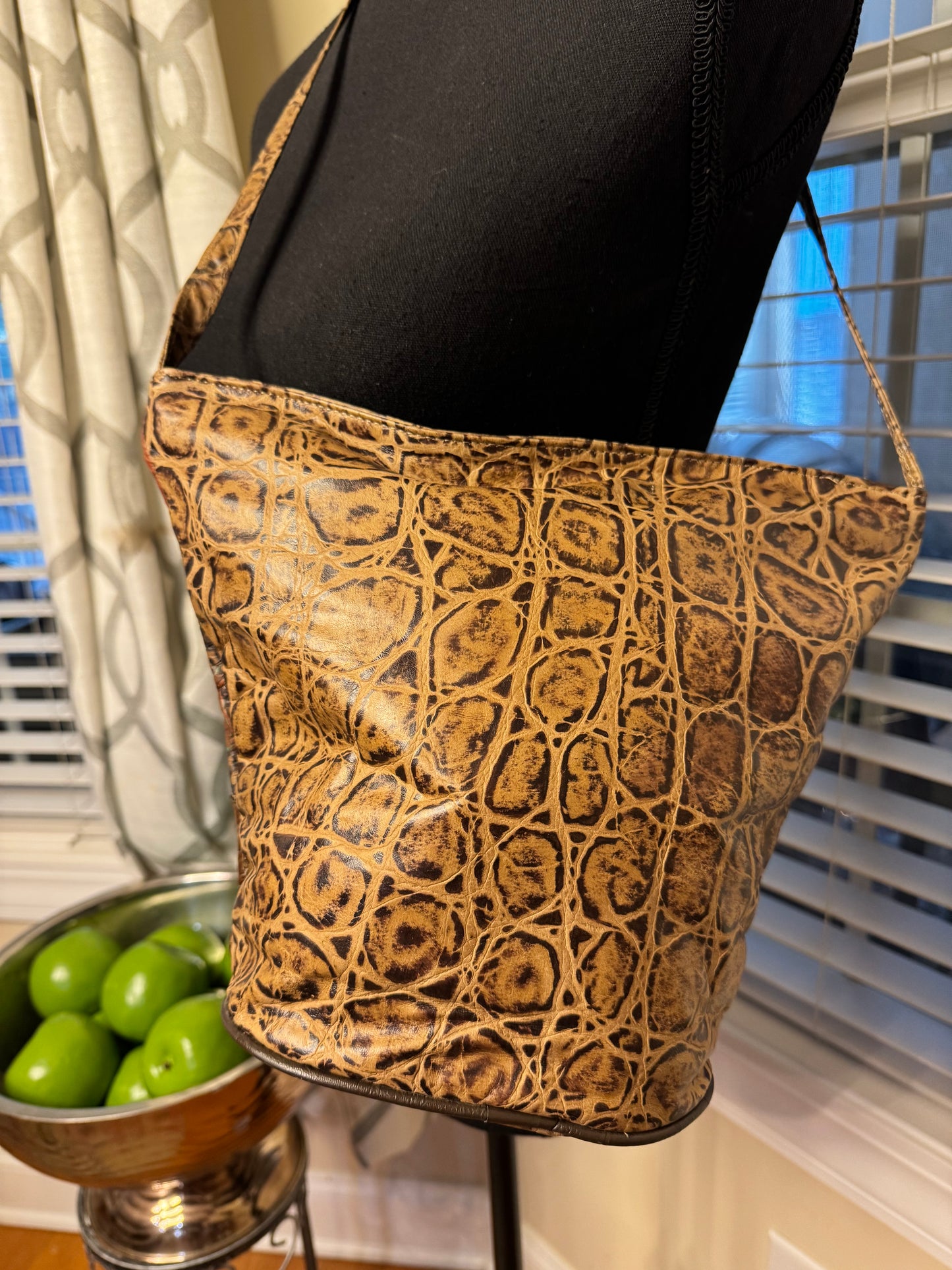 Genuine Leather Vintage Bejeweled Handbag