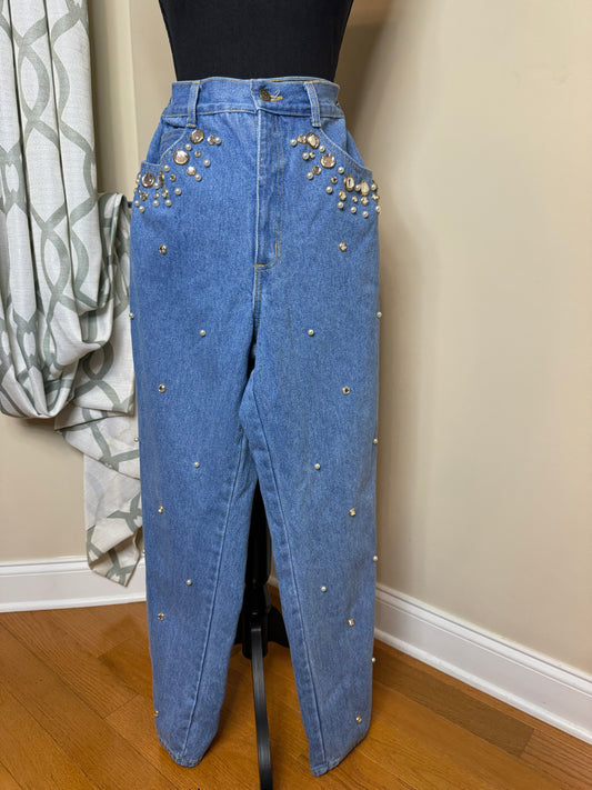 80s Bejeweled/Pearl Monique Jeans