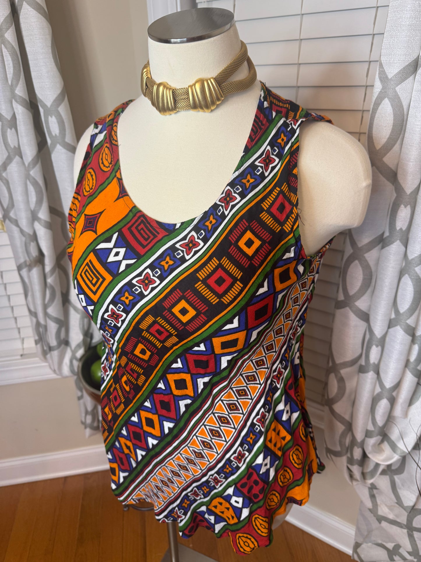Vintage Abstract Print Tank Top