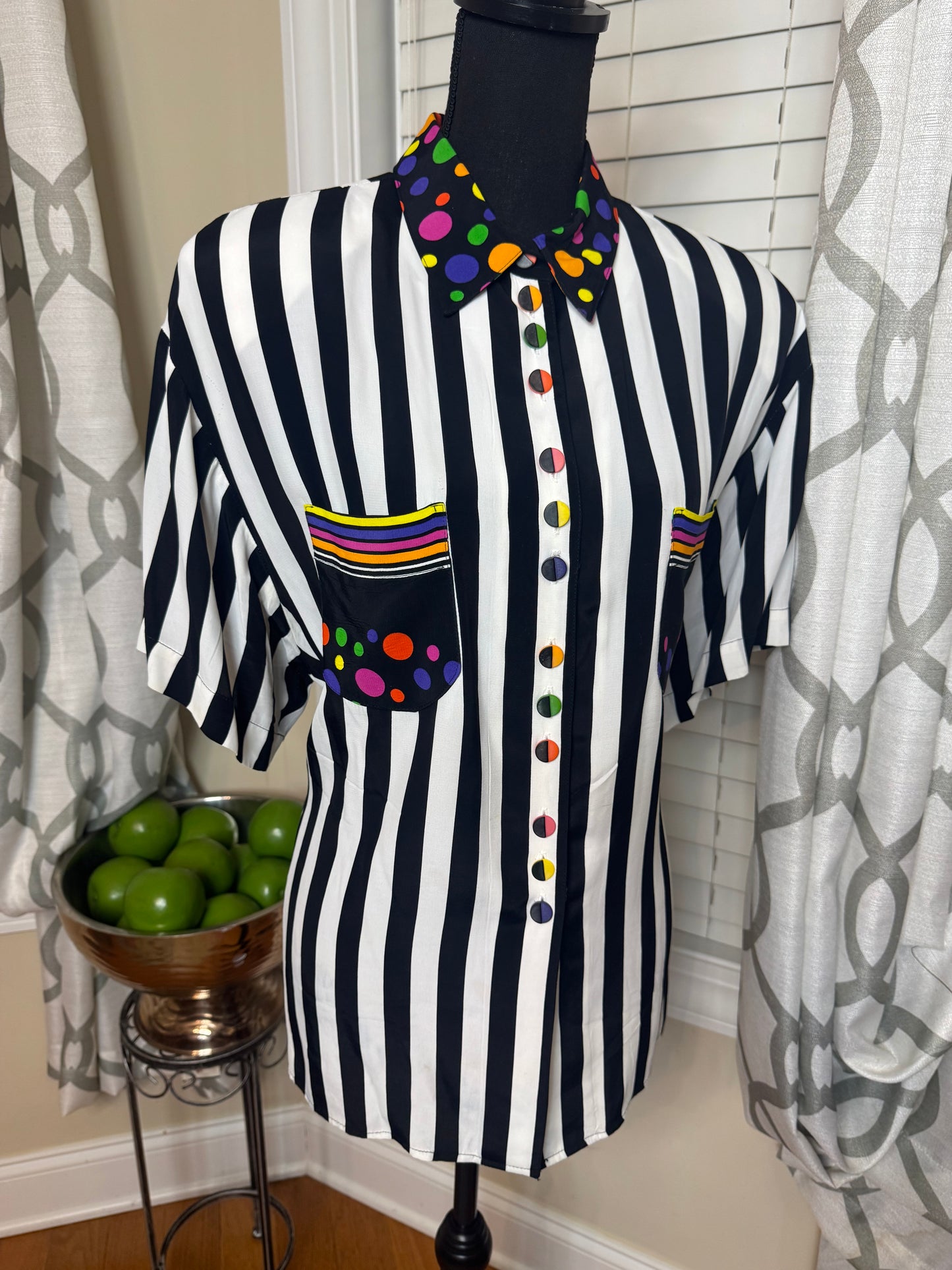 Platimun by Dorothy Schoelen Polka Dot and Striped Shirt