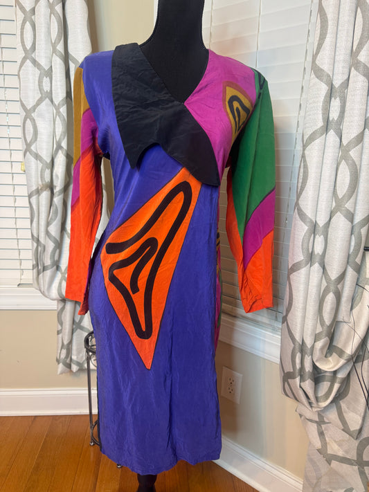 Vtg Mosswear Abstract Print Dress