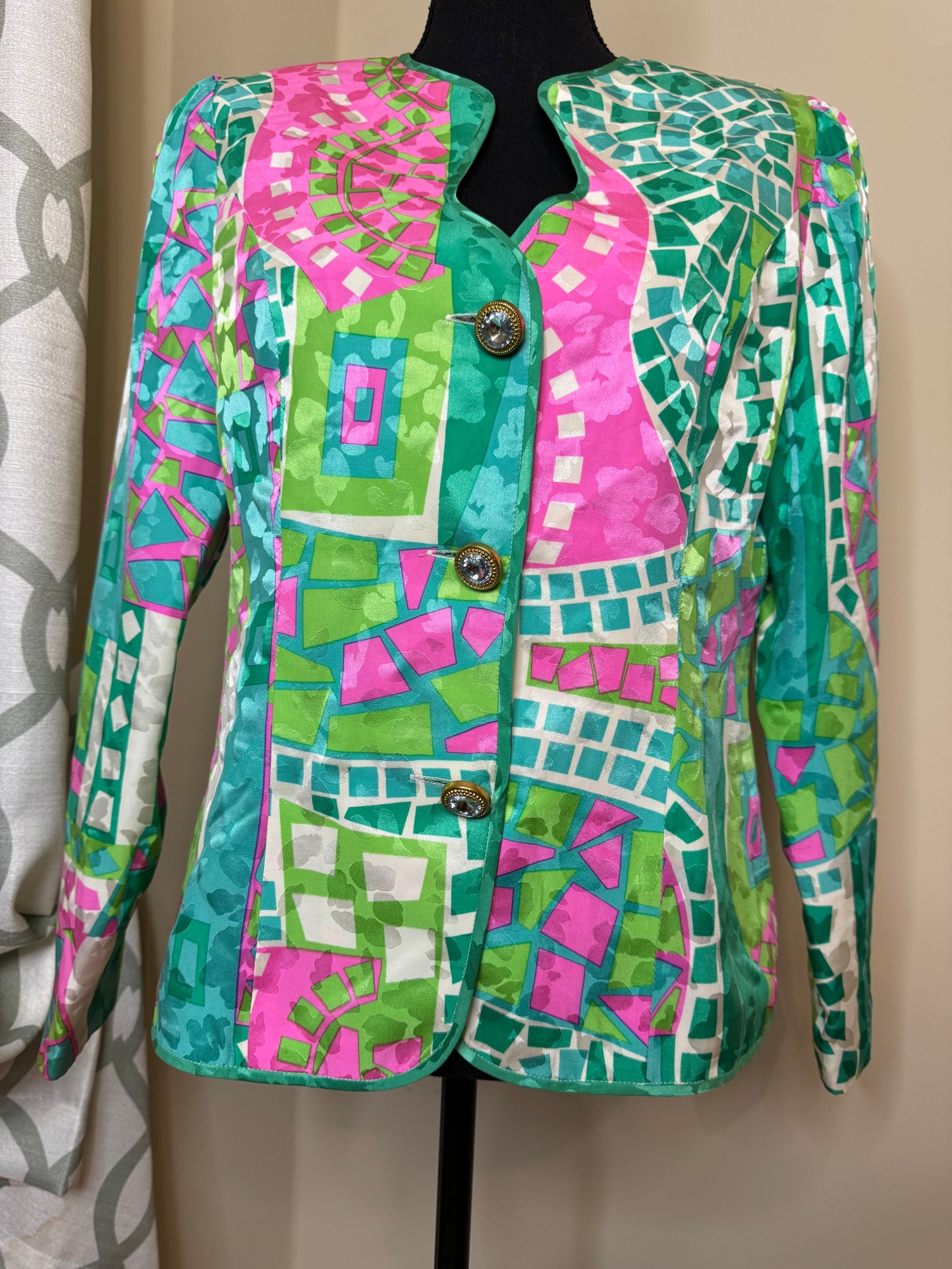 Vintage Anne Crimmins for Umi Collections Abstract Print Blazer