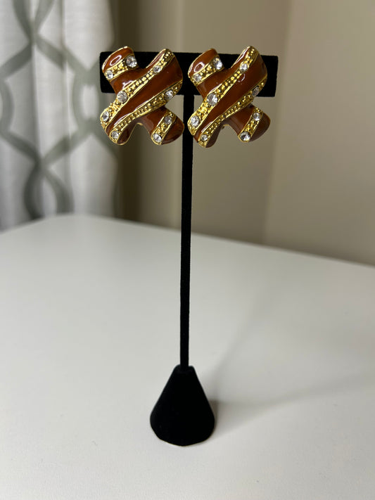 Image Brand Vintage Diamond Accented "Kisses" Clip-on Earrings