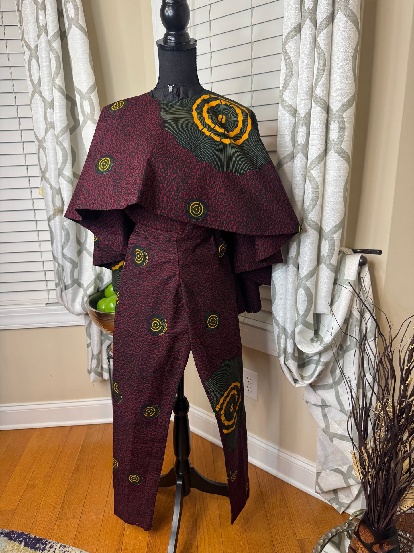 Handmade Ankara Romper with Cape