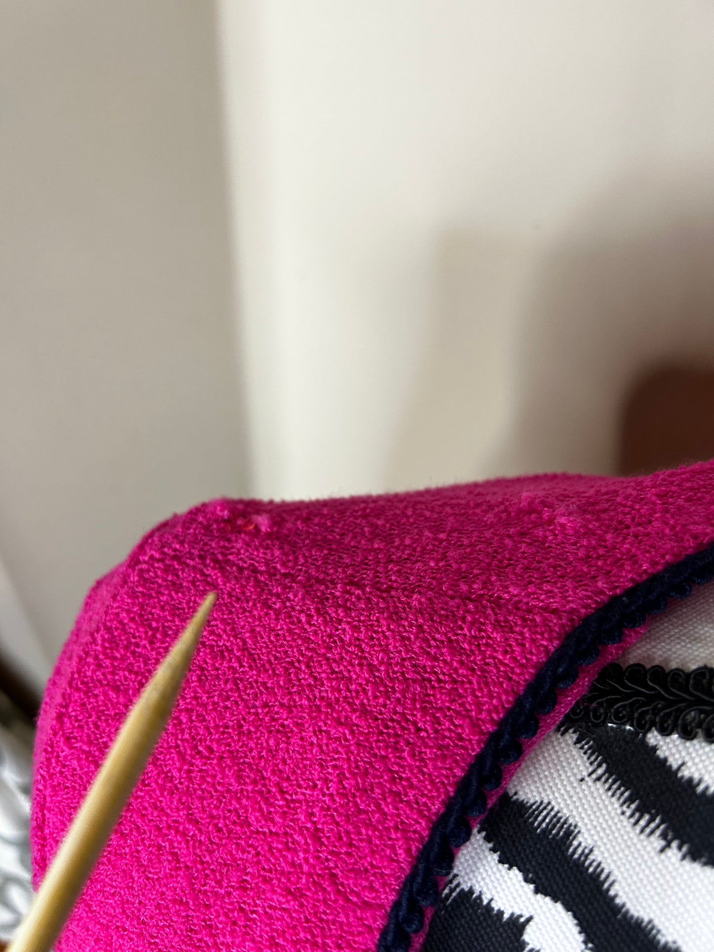 St. John Collection Pink and Navy Blue Trimmed Cardigan