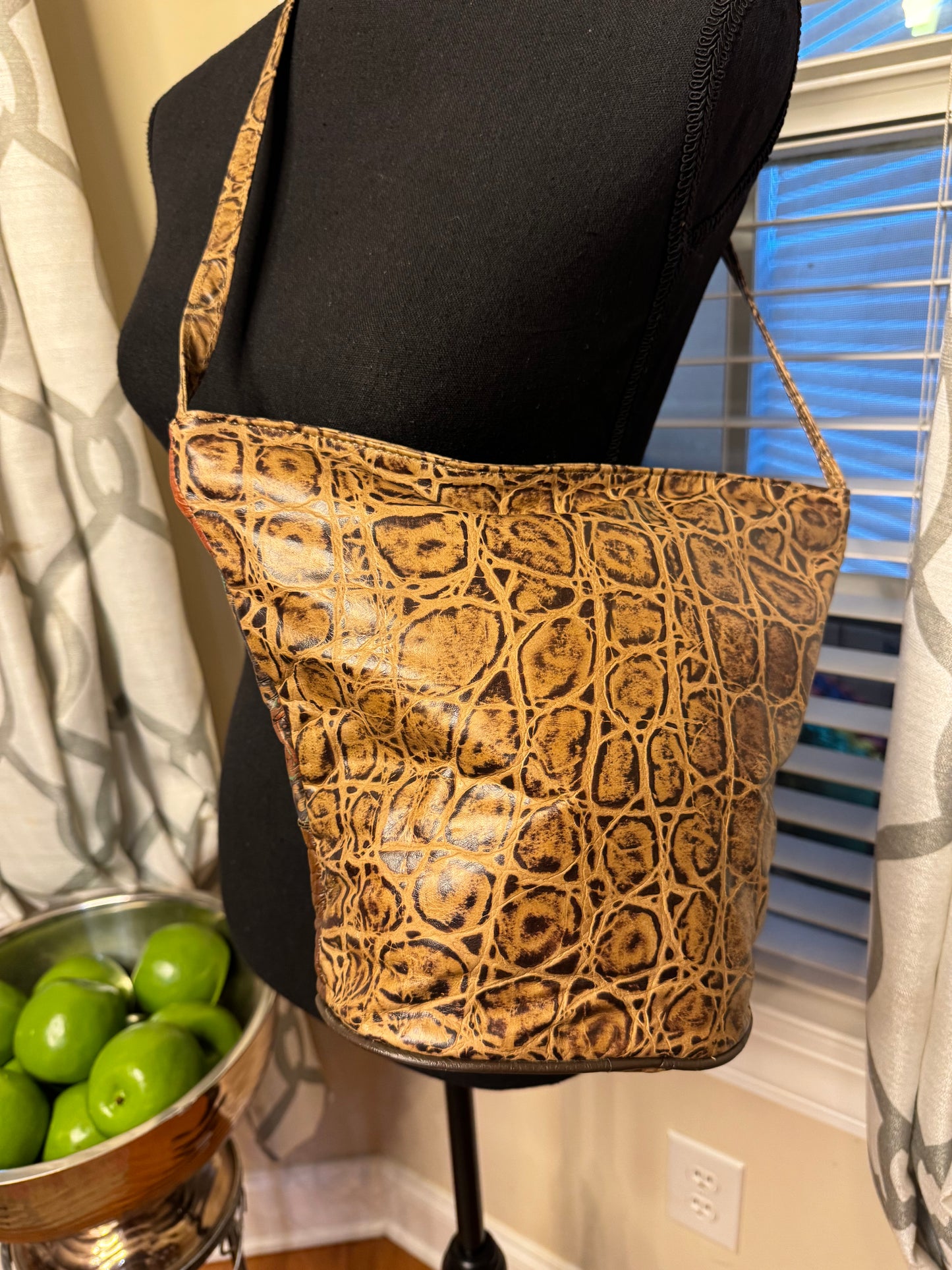 Genuine Leather Vintage Bejeweled Handbag