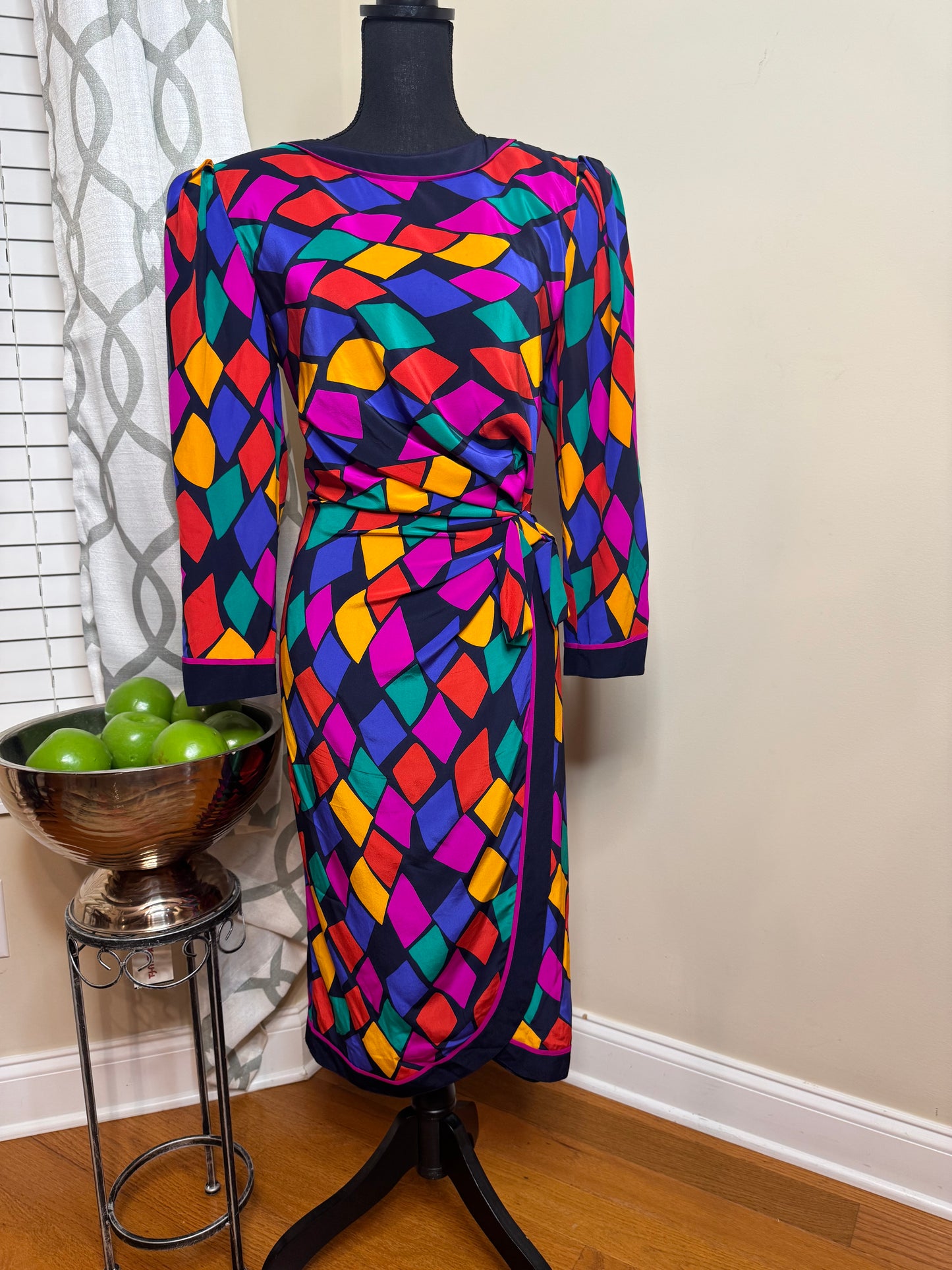 Vtg Louis Feraud Abstract Print Dress