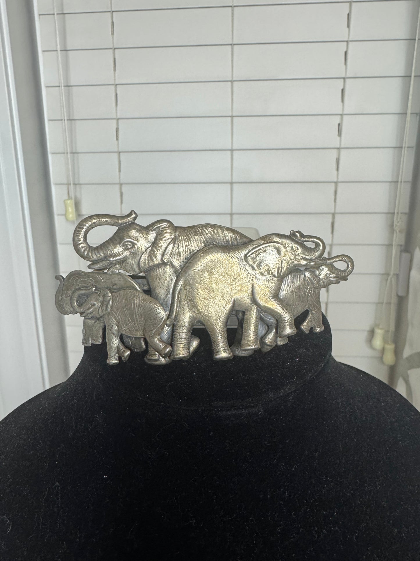 Vintage Elephant Family French Hair Barret
