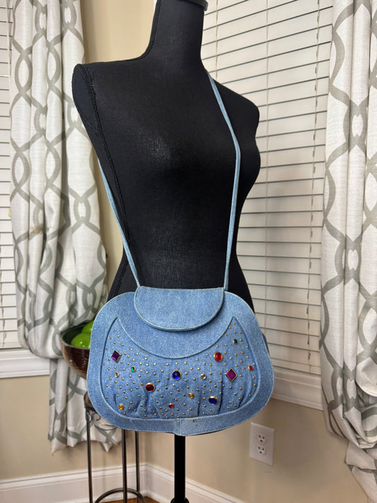 Vintage Stuart Weitzman Denim Bejeweled Purse