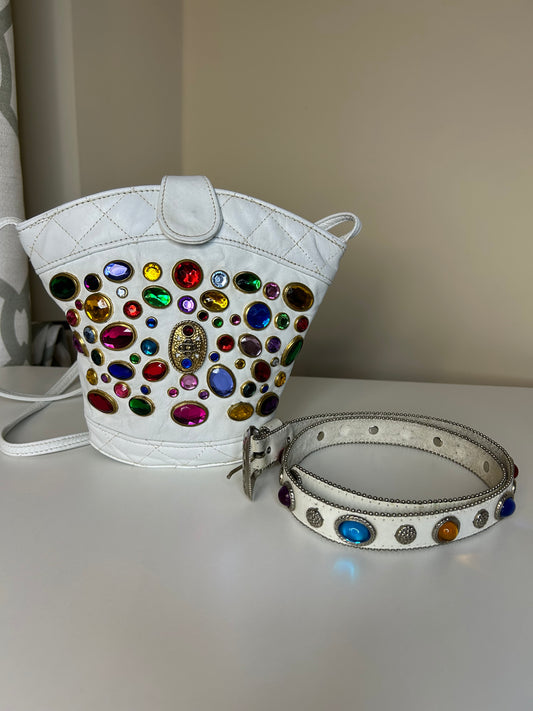Paul Joseph Jeweled Handbag with Matching Belt