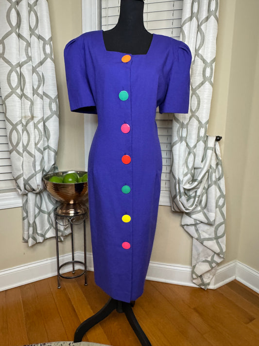 Vintage Dress with Multicolor Buttons