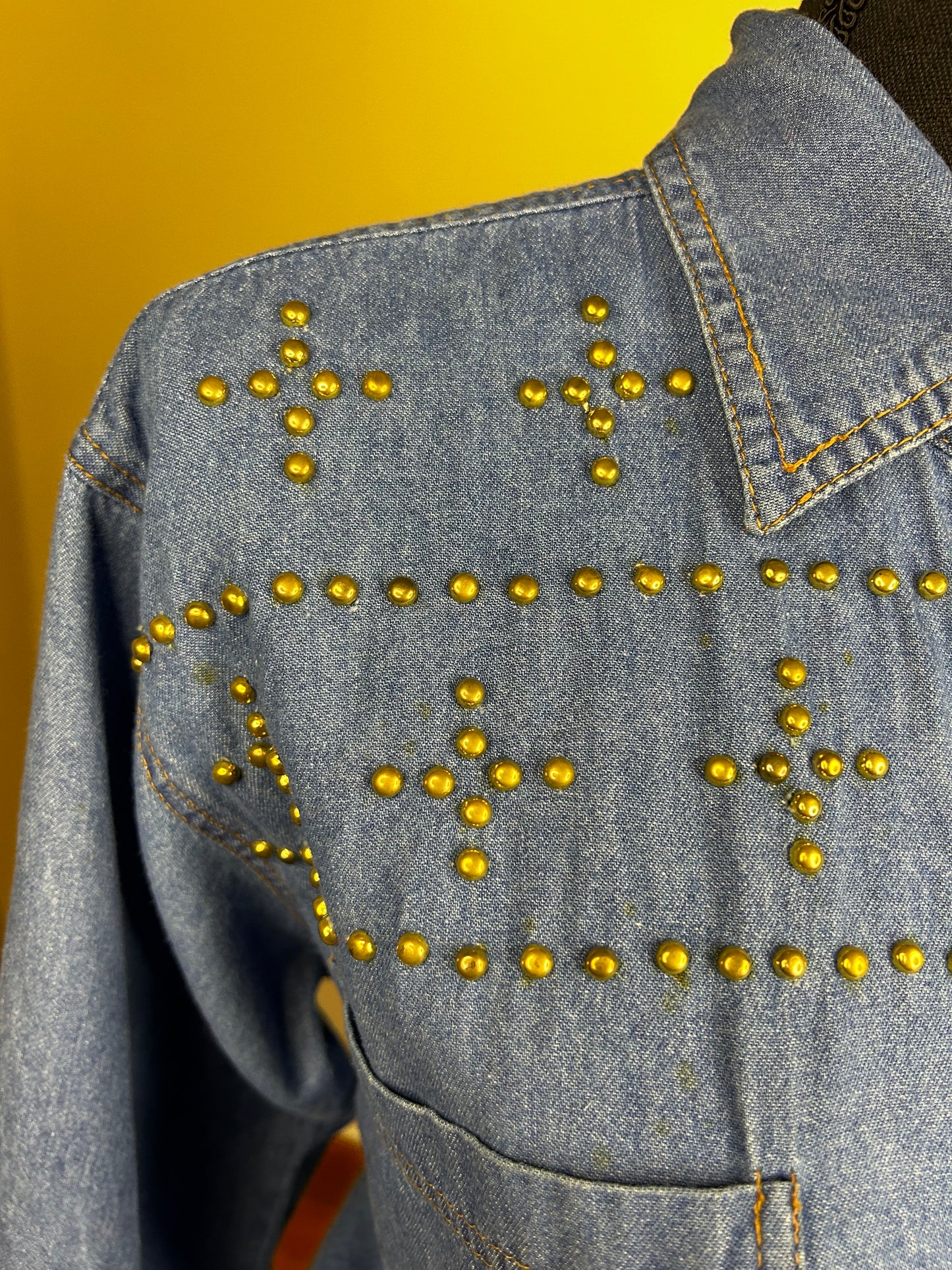 Vintage Gold Studded Denim Shirt