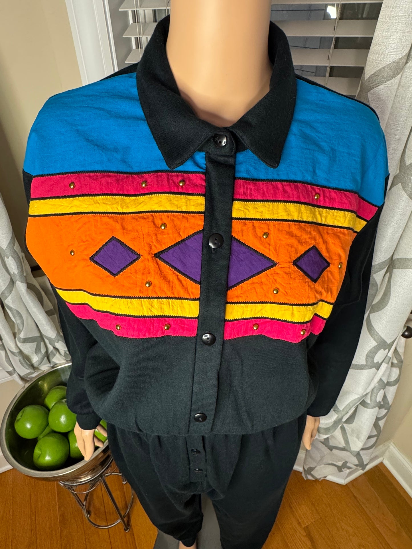 Vtg Colorblock Romper