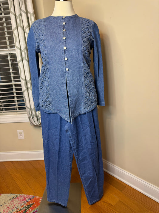 D. Frank Vintage Denim 2-Piece Pant Set