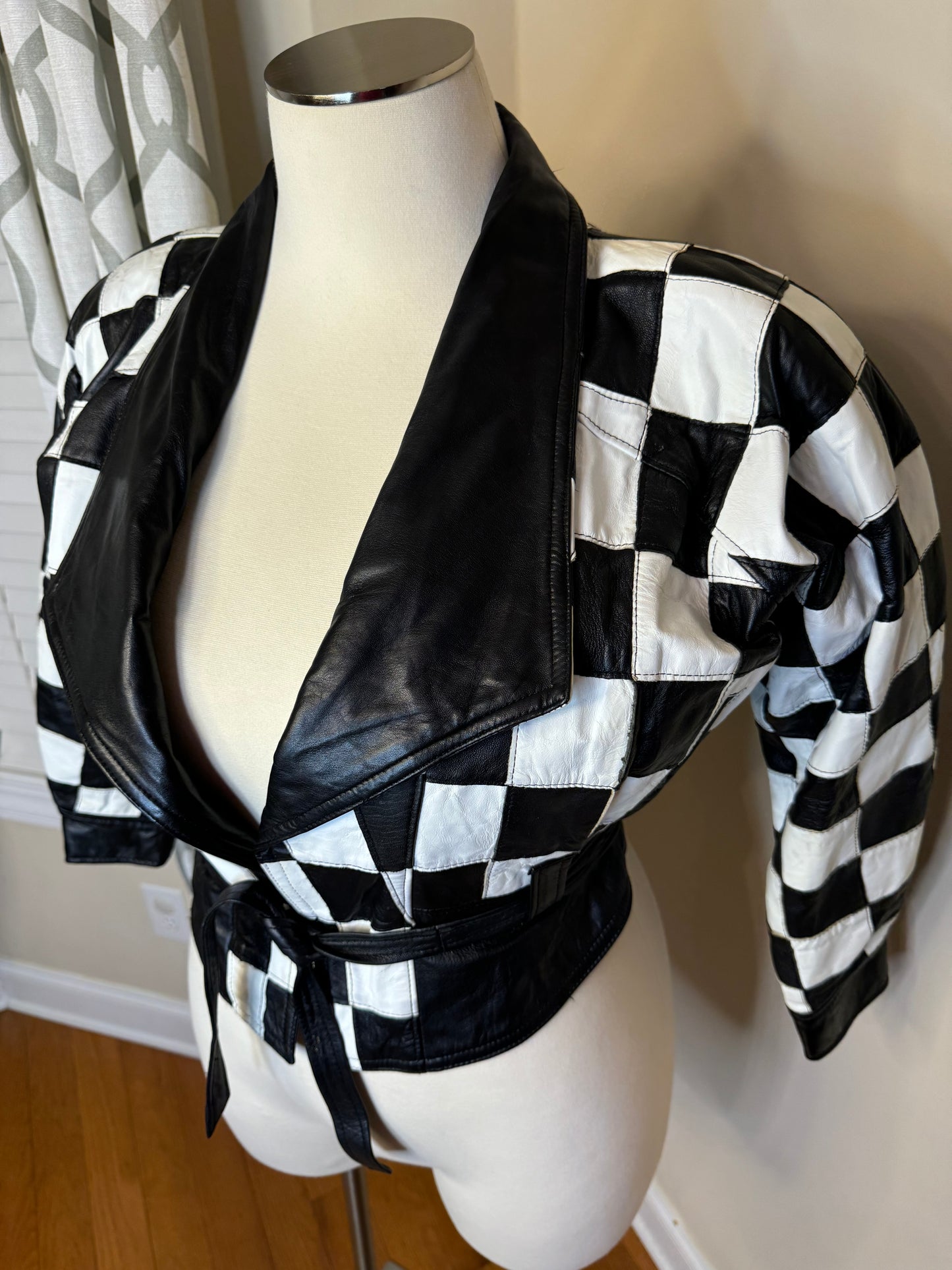 VTG Black and White Leather Jacket