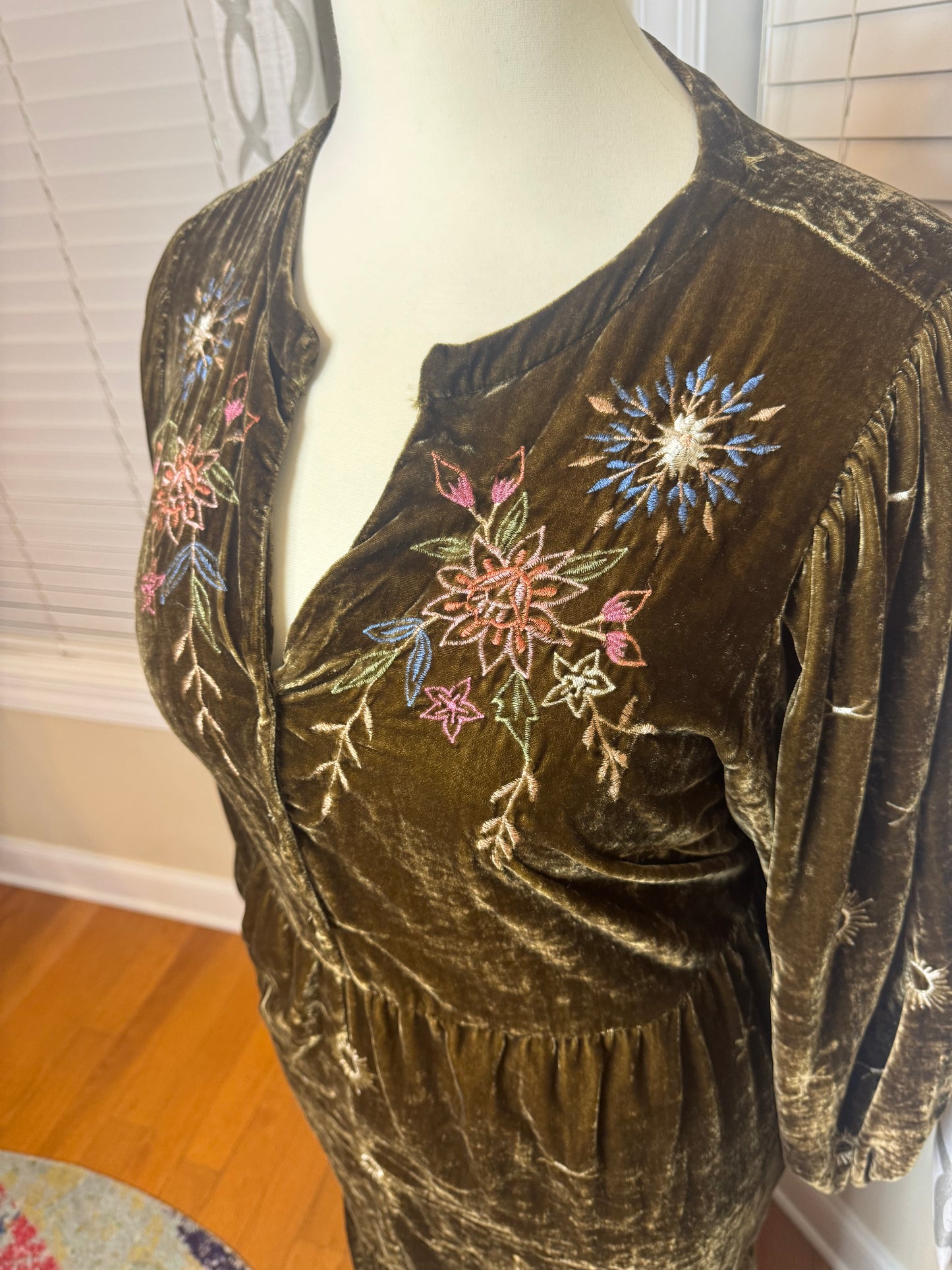 Johnny Was Wayward Fancies eShakti Velour Embroidered Dress
