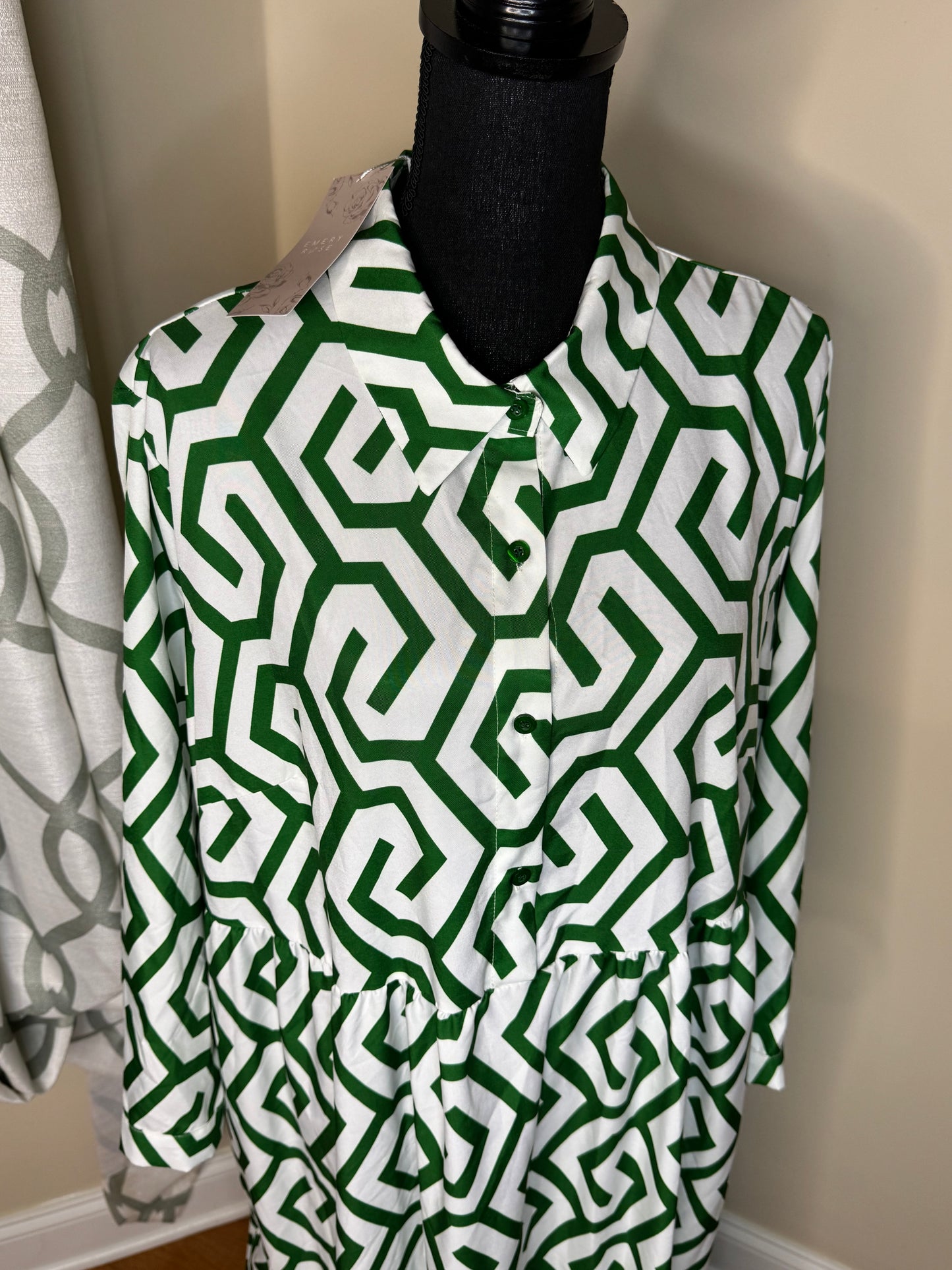 Emery Rose Green and White Dress NWT