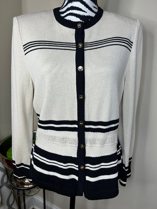 St. John Collection Black and Cream Cardigan
