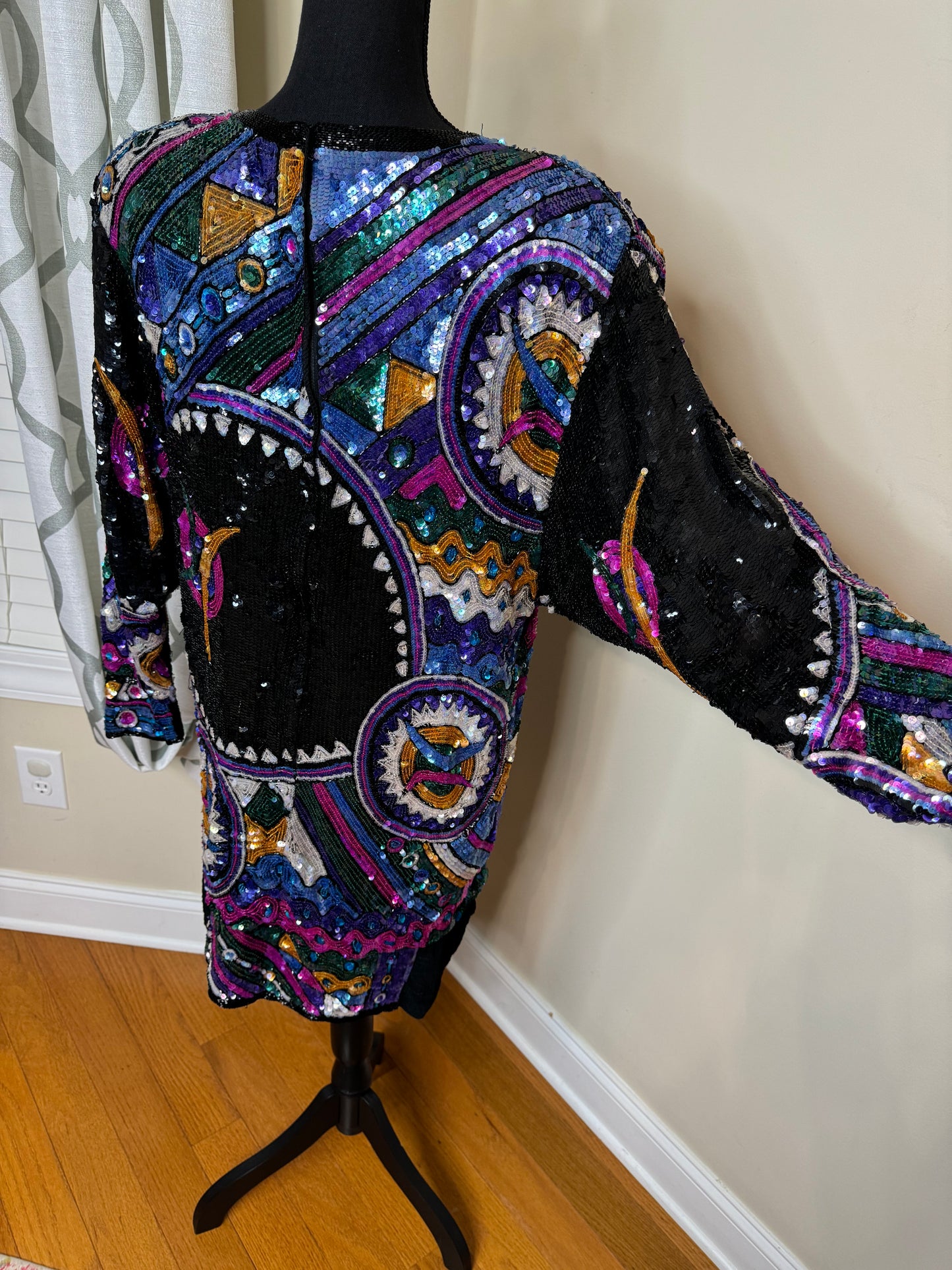 Judith Ann Creations 1980s Sequin Geometric Dress