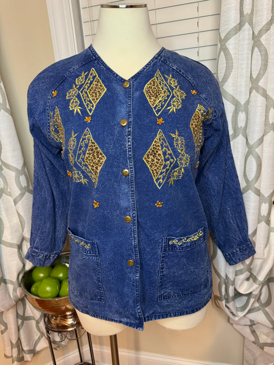 Vintage Conqueta Denim Embroidered Jacket/Shirt